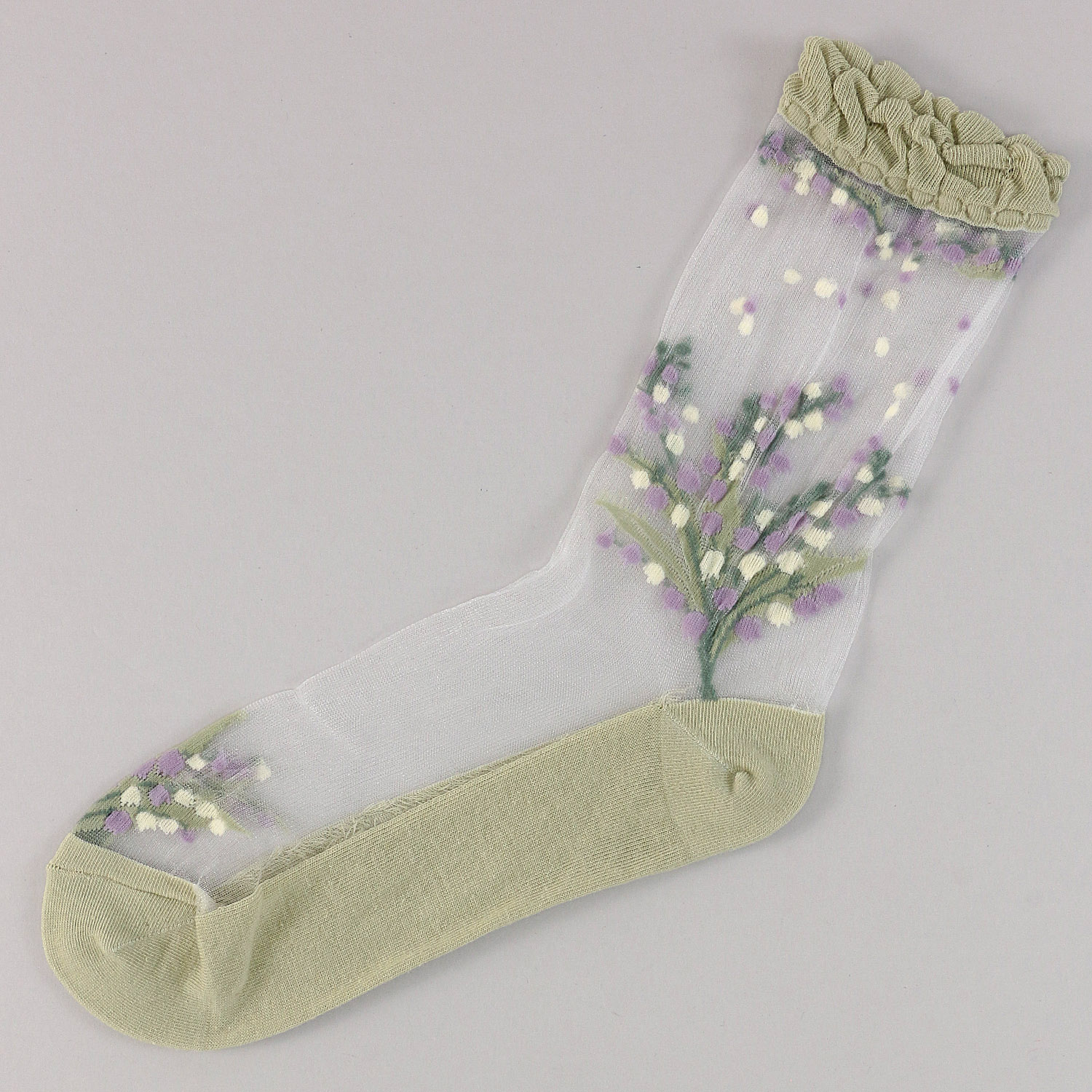 プティパ クルー丈 シースルーソックス スズラン 足底綿【在庫限り】 - 画像5