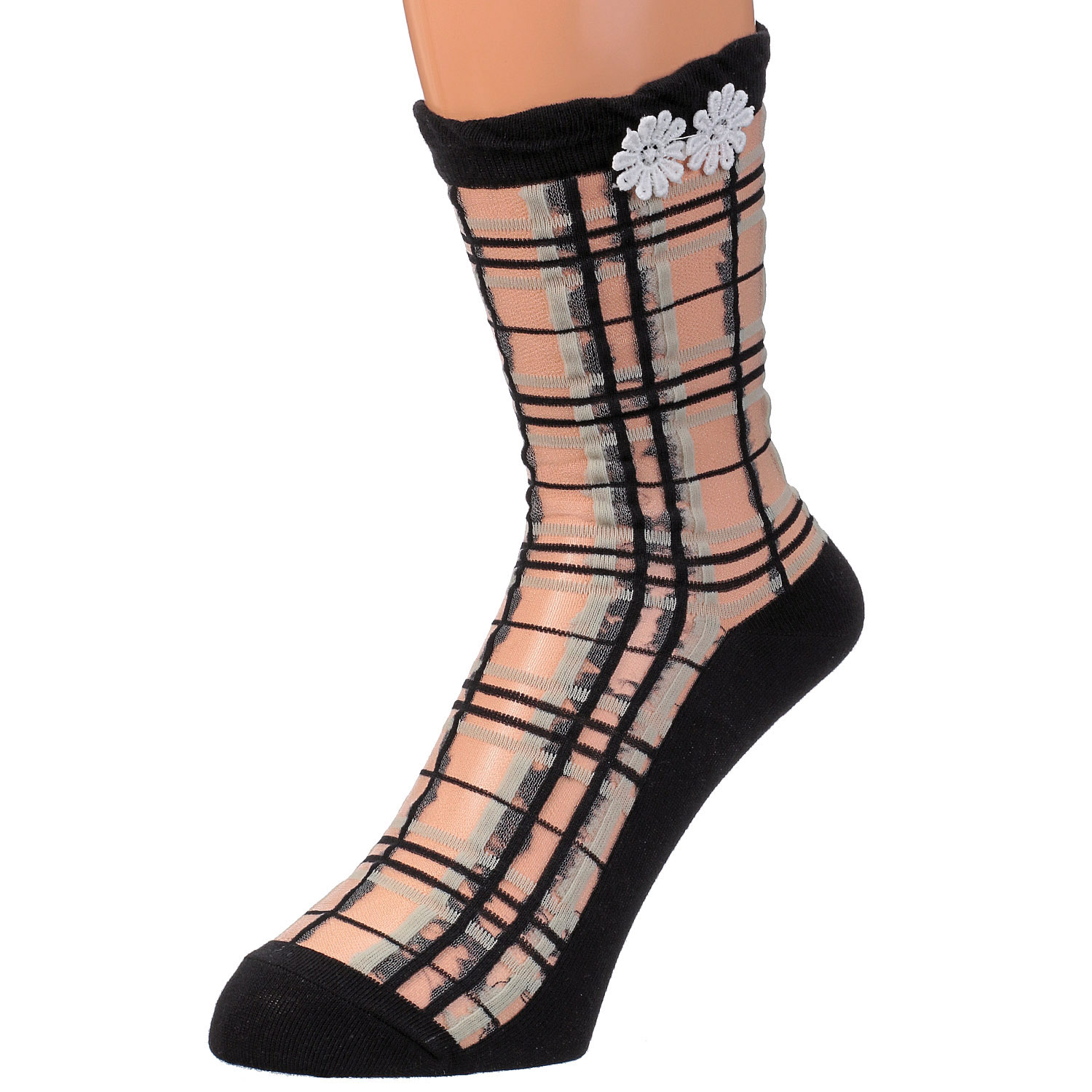 プティパ クルー丈 シースルーソックス お花付き 足底綿【在庫限り】 - 画像4