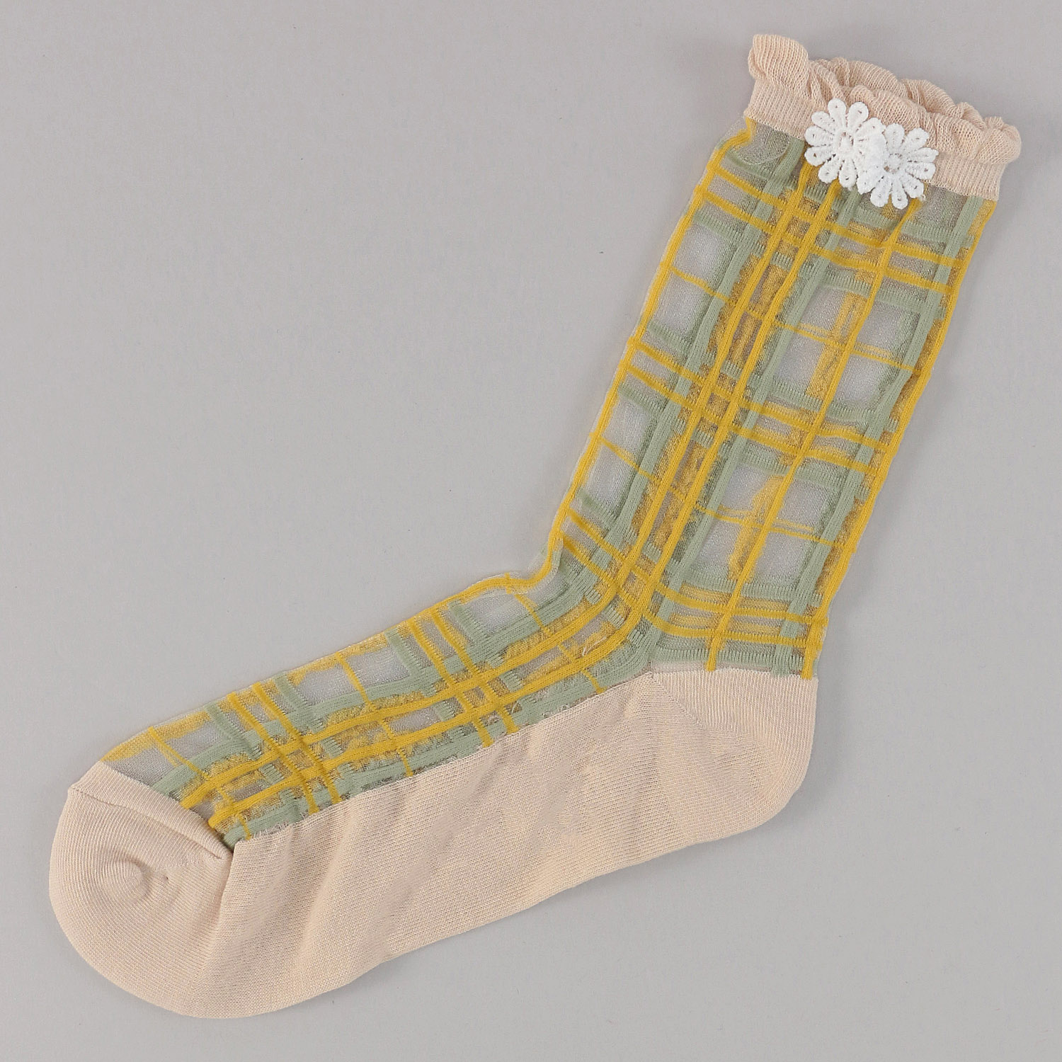 プティパ クルー丈 シースルーソックス お花付き 足底綿【在庫限り】 - 画像5