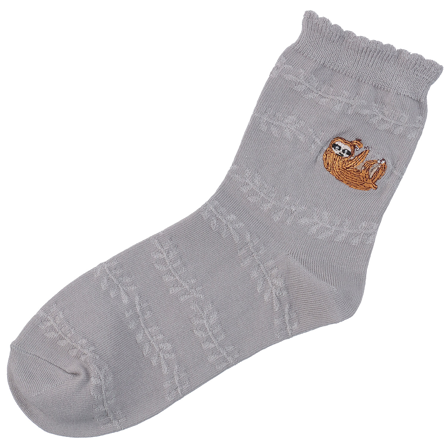 プティパ×emoemo ロークルー丈 リーフ＋ナマケモノ刺繍【在庫限り】