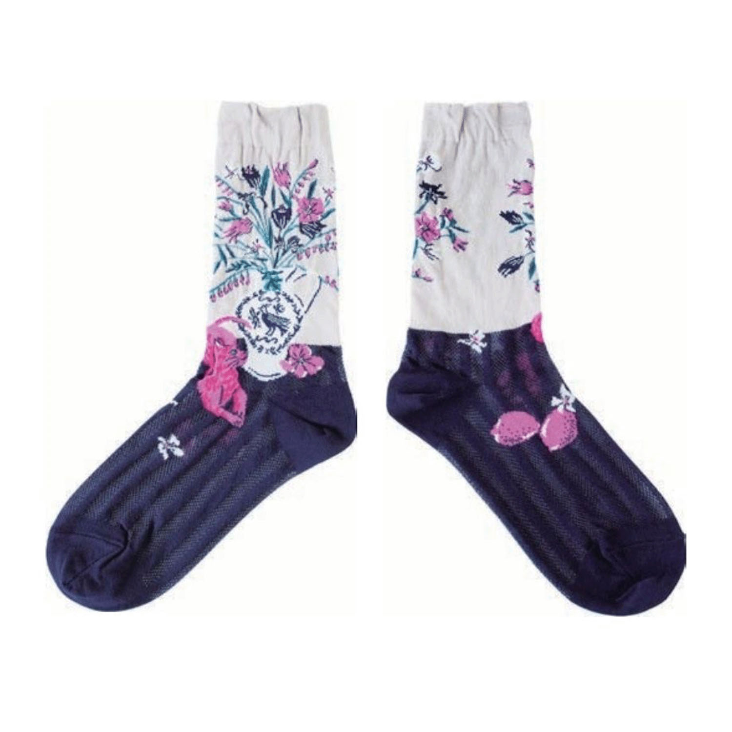 andeotte ハイゲージクルーソックス FLORAL LIFE
