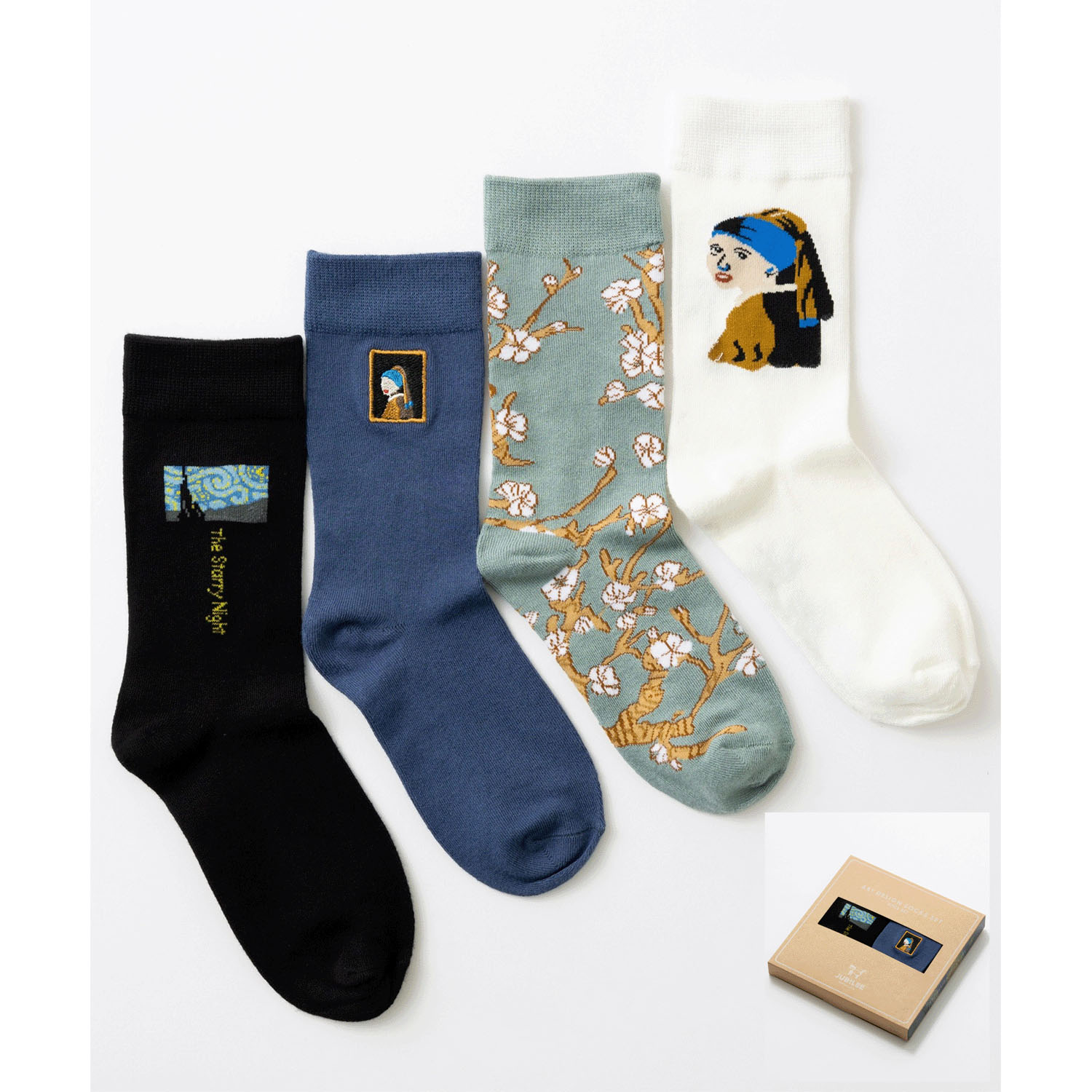 バンブーソックス【4足セット】ポップデザインアソートギフトボックス入り - 画像1