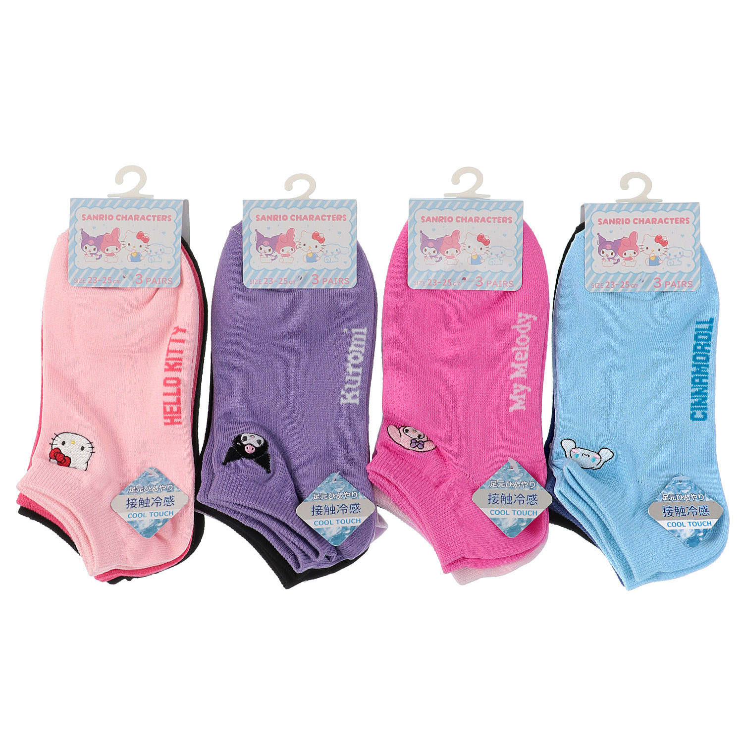 サンリオ スニーカ丈ソックス 接触冷感 3足セット - 画像1