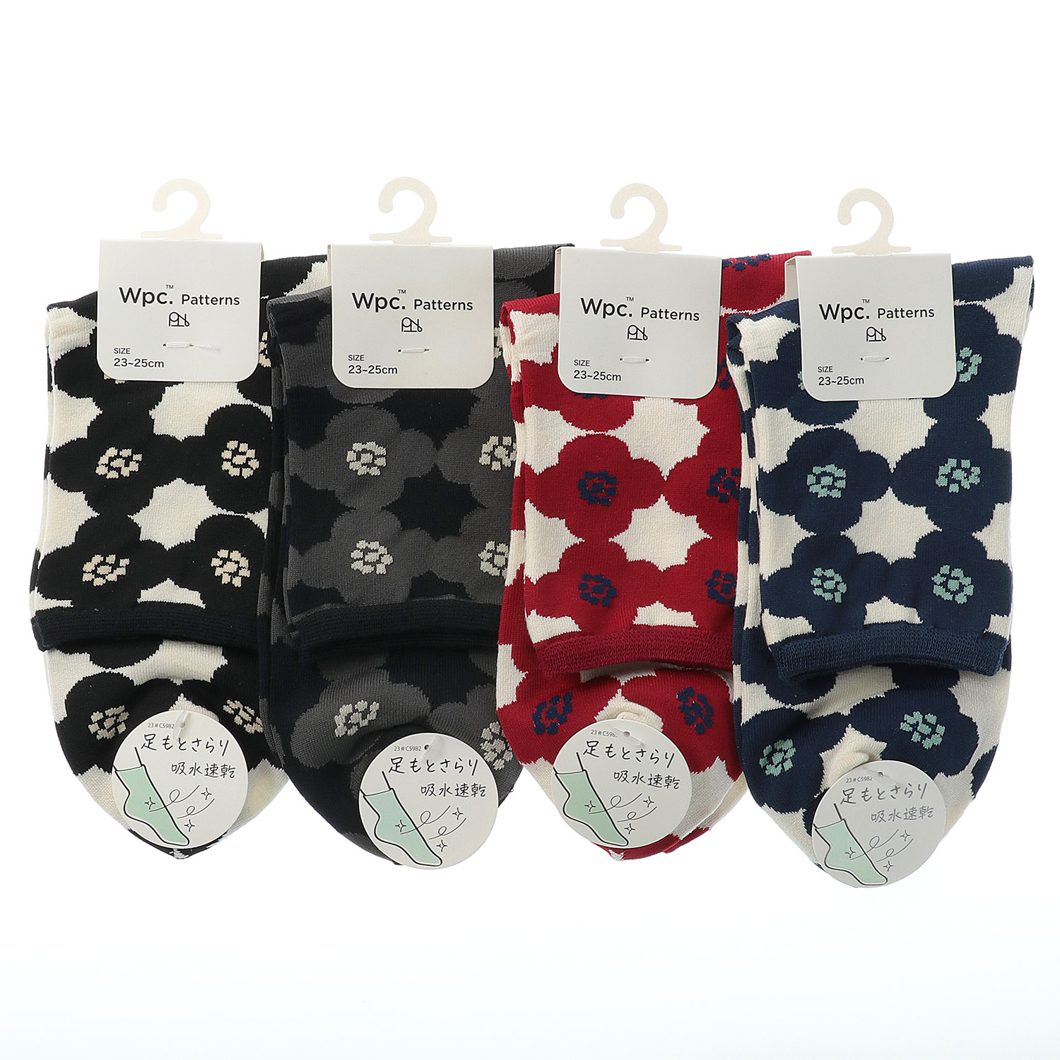 Wpc．Patterns クルー丈ソックス 総柄 吸水速乾