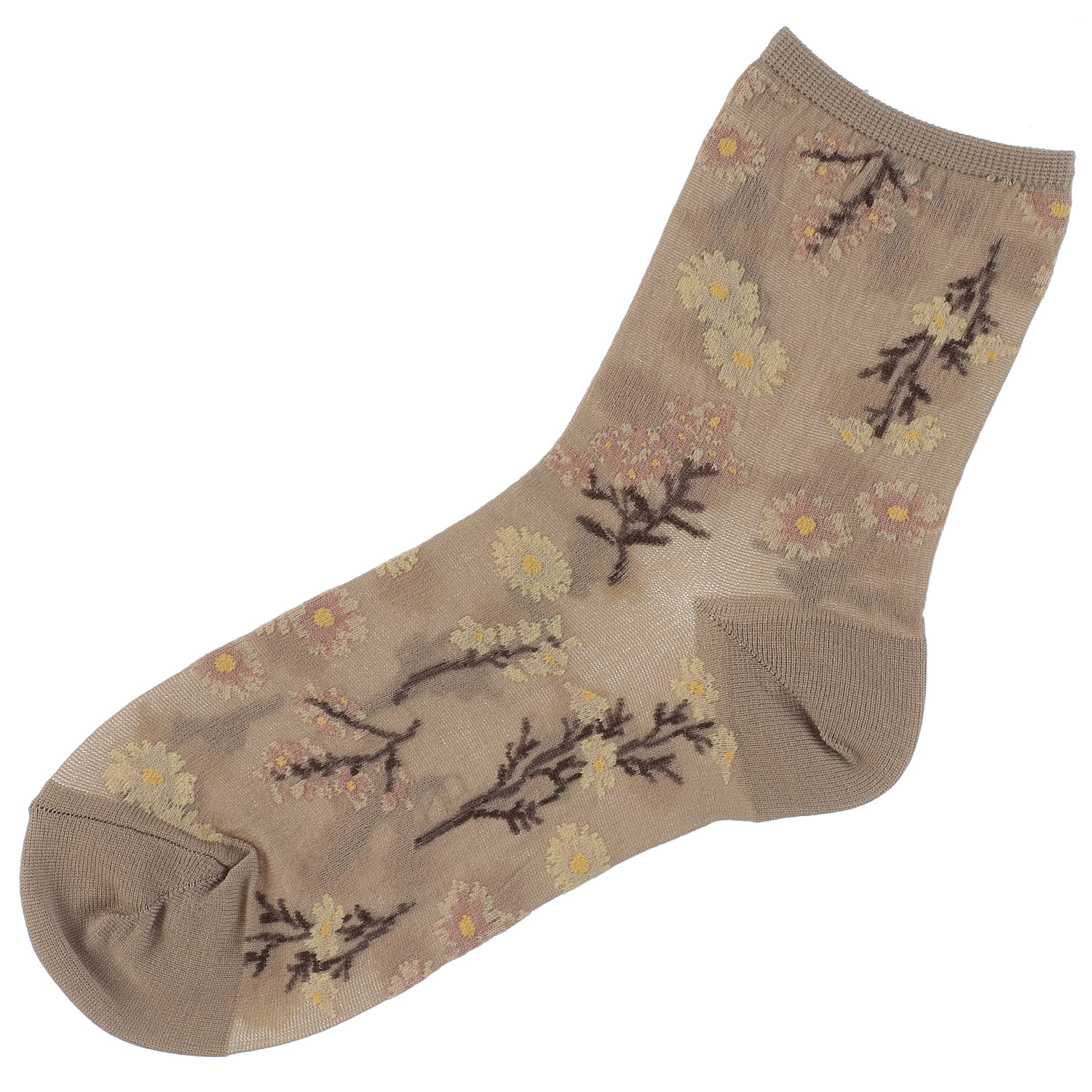 Wpc．Patterns クルー丈 シアーソックス 花柄