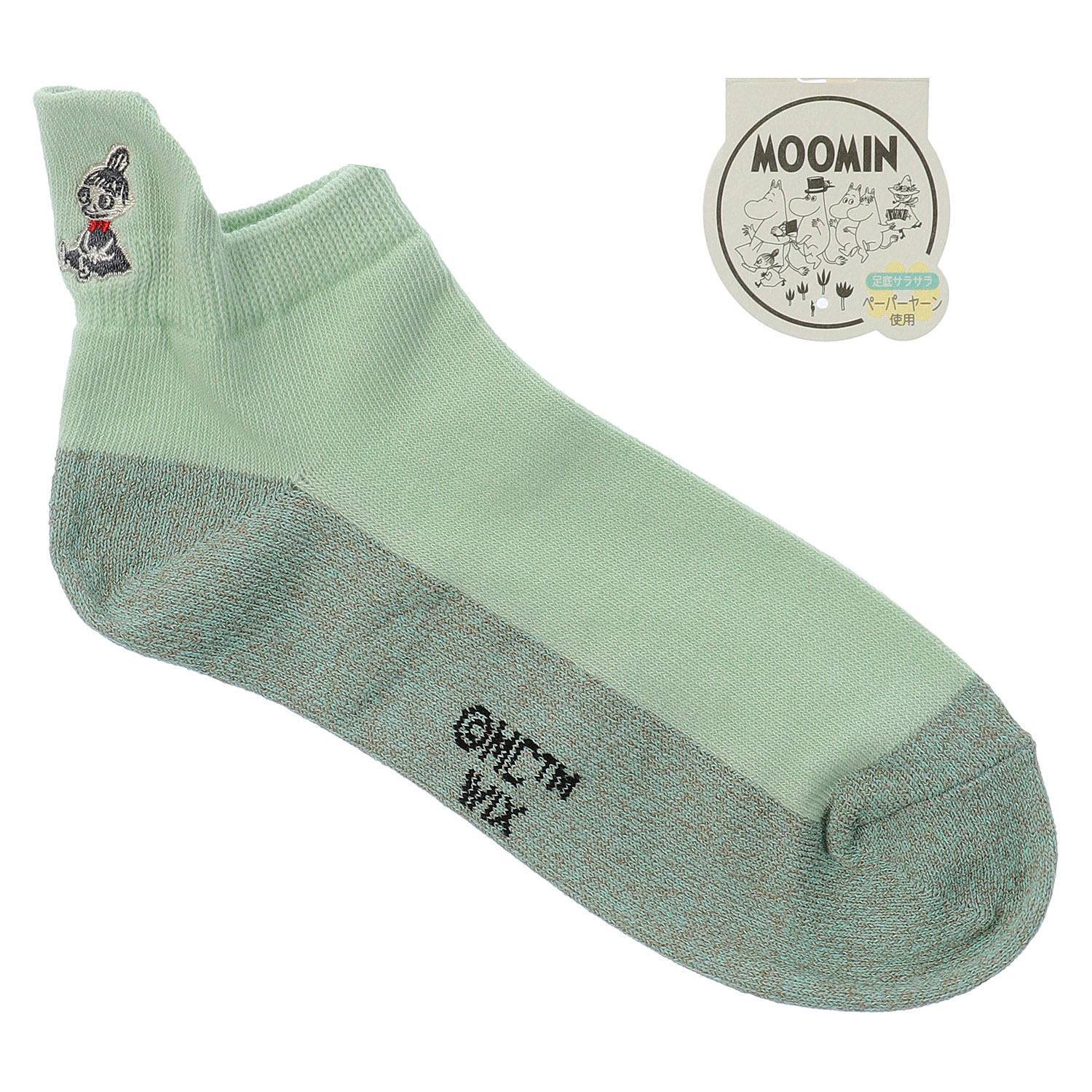 MOOMIN スニーカー丈ソックス 足底紙糸 踵モノトーンミイ刺繍【在庫限り】 - 画像6
