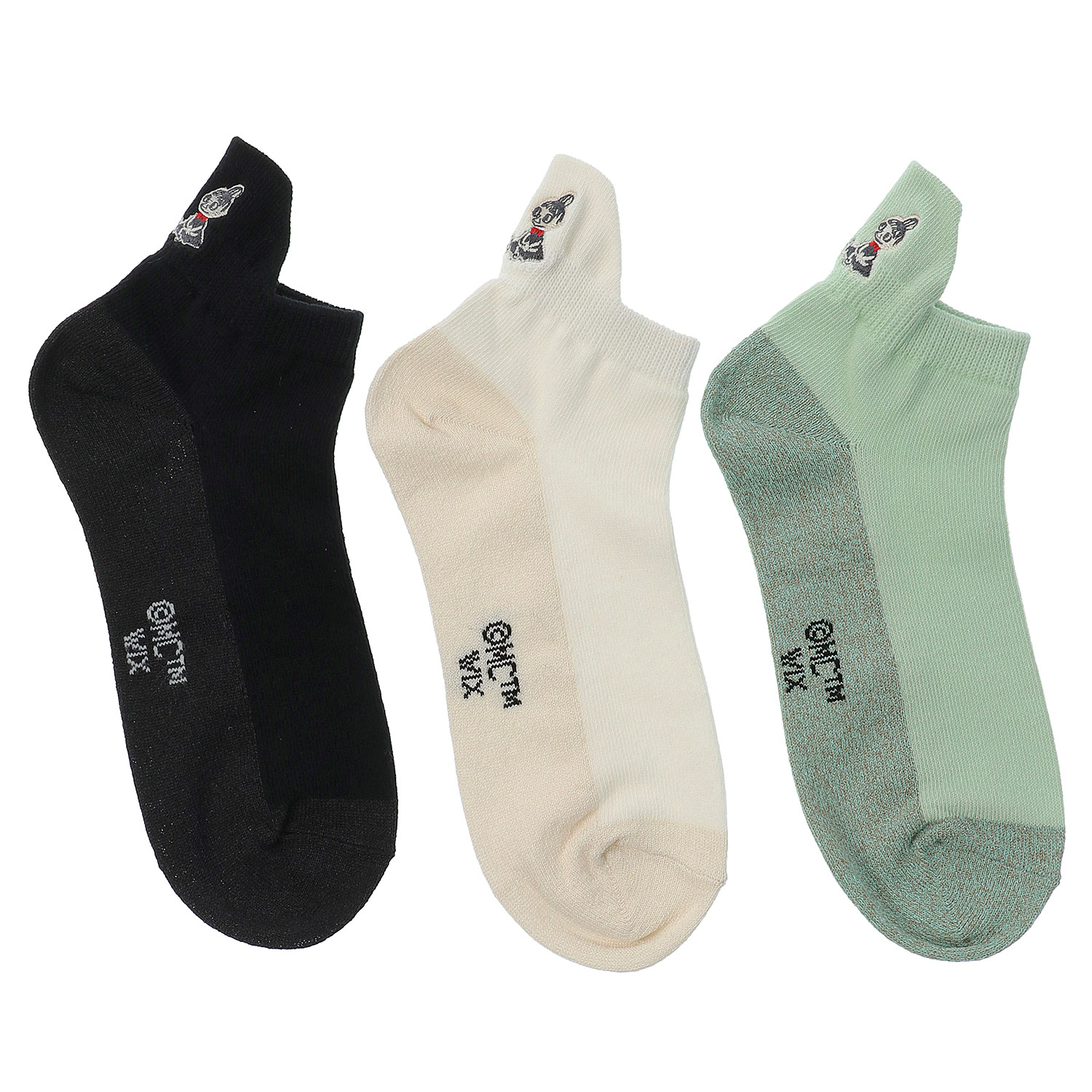 MOOMIN スニーカー丈ソックス 足底紙糸 踵モノトーンミイ刺繍【在庫限り】