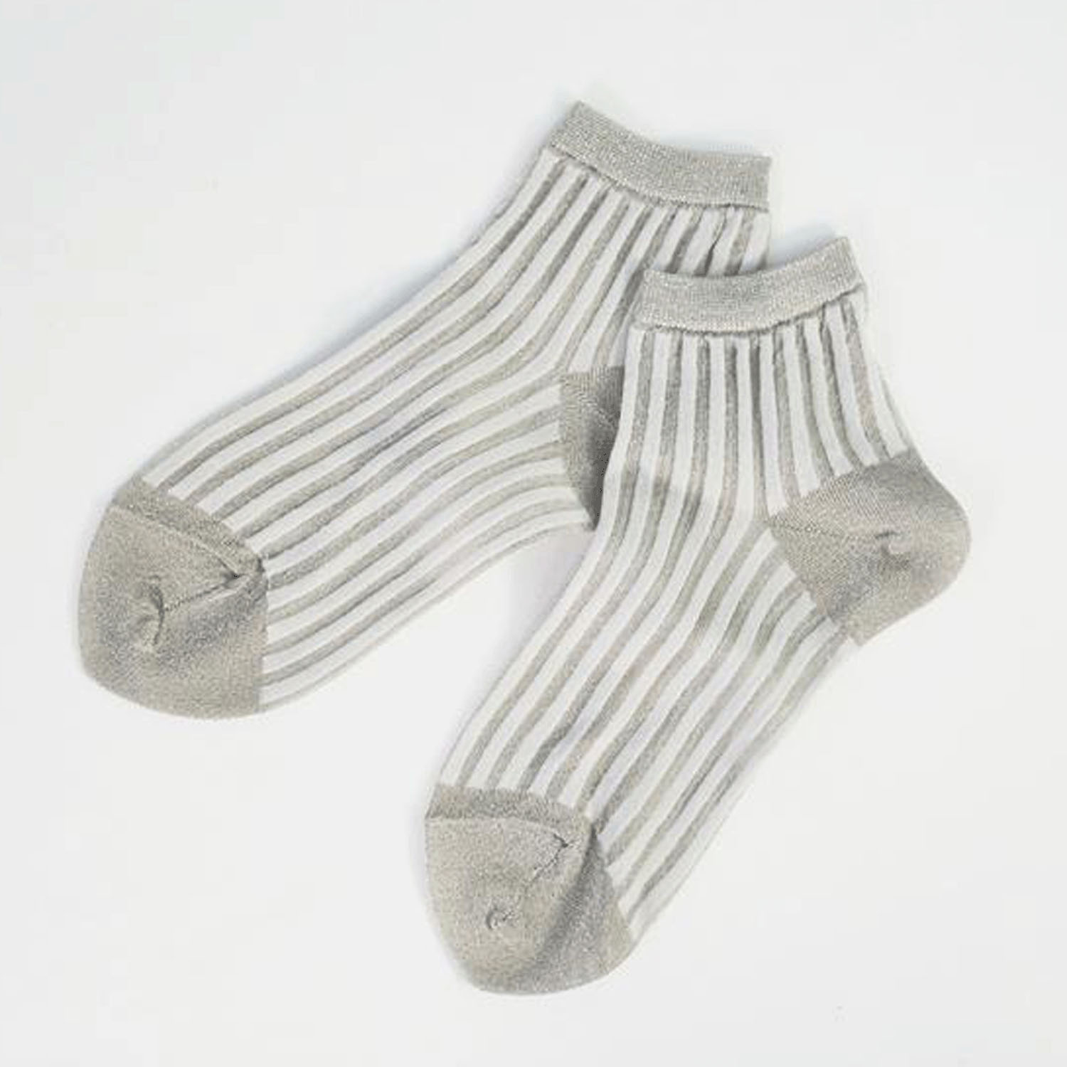 andeotte シースルーストライプラメソックス ショート丈【在庫限り】