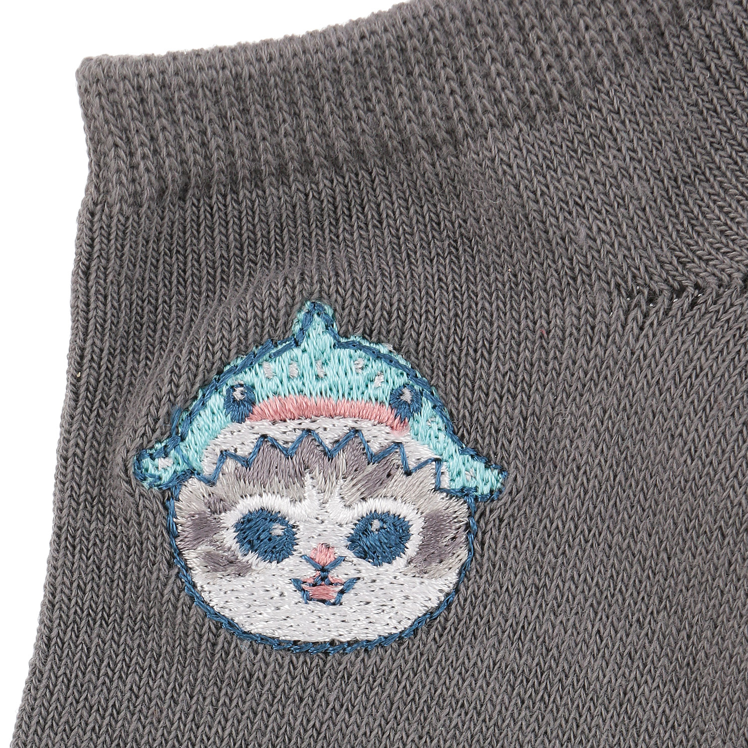 【再入荷】スニーカー丈ソックス モフサンド（サメにゃん刺繍柄）【在庫限り】 - 画像3