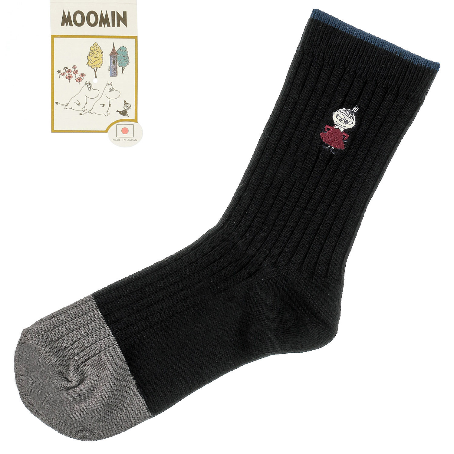 【ネイビーのみ】日本製MOOMINクルーソックス オーガニックコットンリブ切替ミイ【在庫限り】 - 画像3