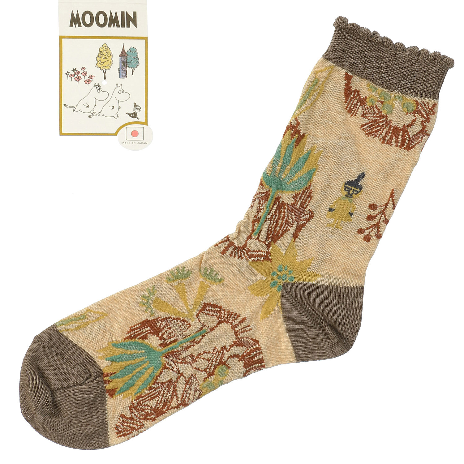 日本製MOOMINクルーソックス オーガニックコットン花のポルカ【在庫限り】 - 画像2