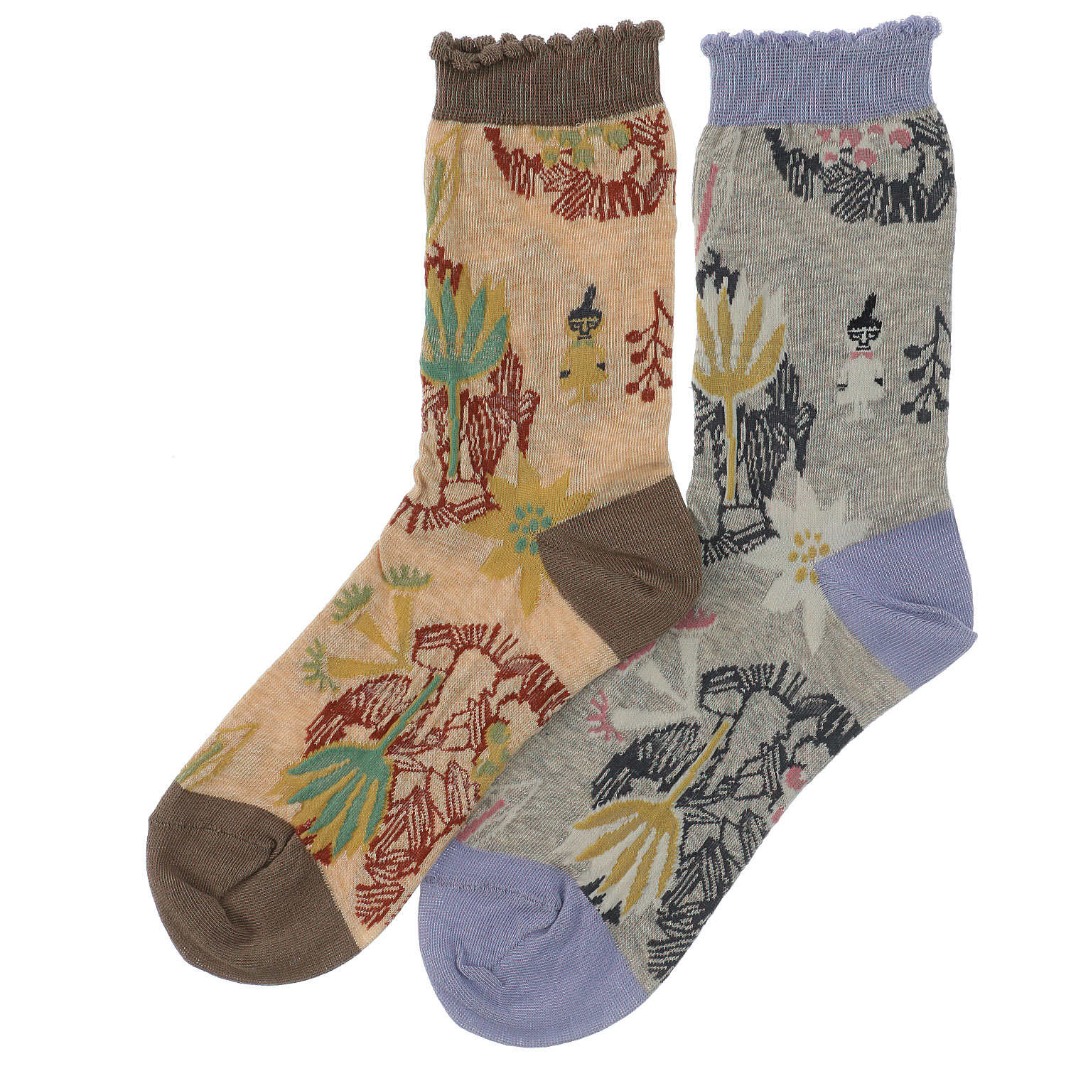 日本製MOOMINクルーソックス オーガニックコットン花のポルカ【在庫限り】