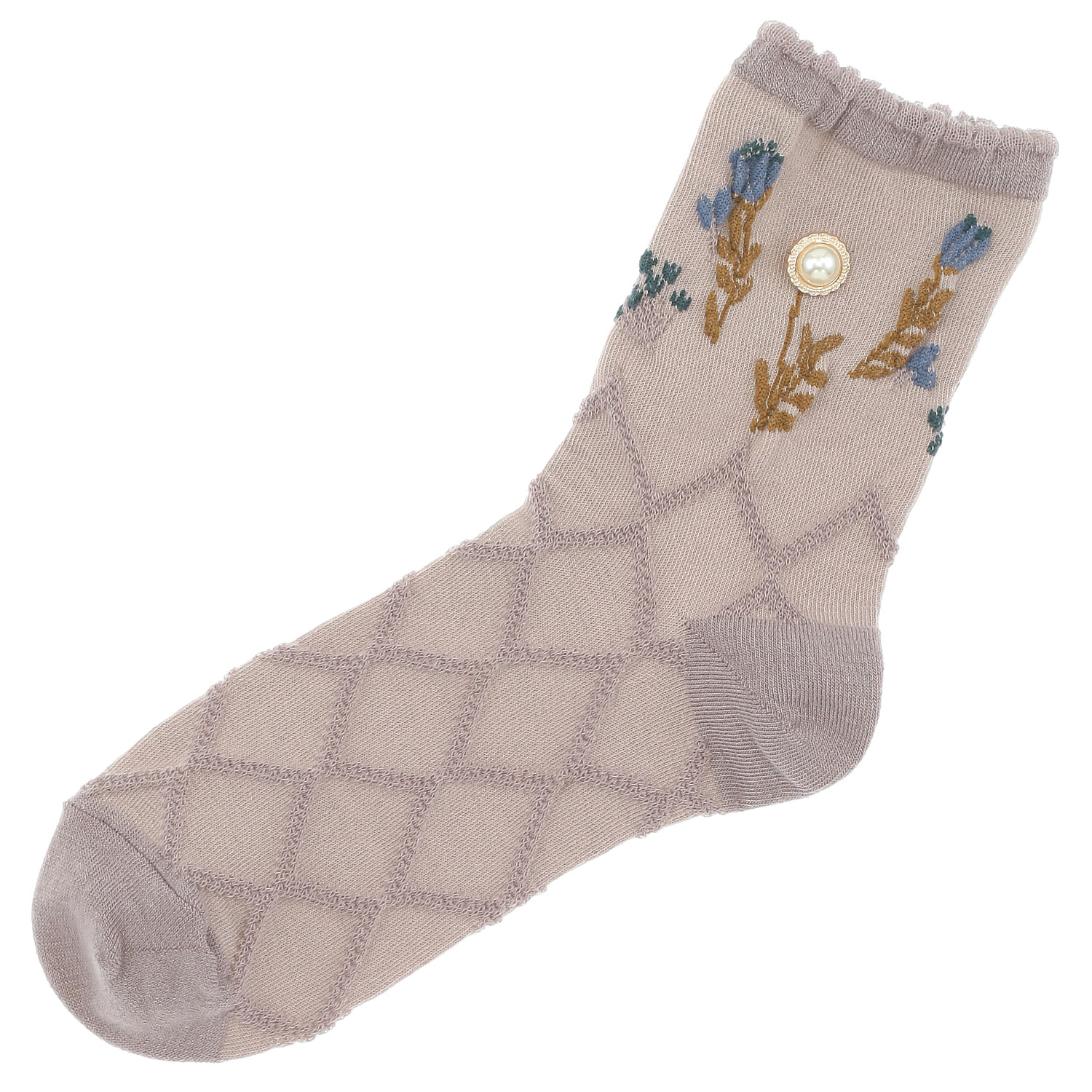 プティパ ロークルー丈 足首フラワー ビジュー付き 靴下【在庫限り】 - 画像4