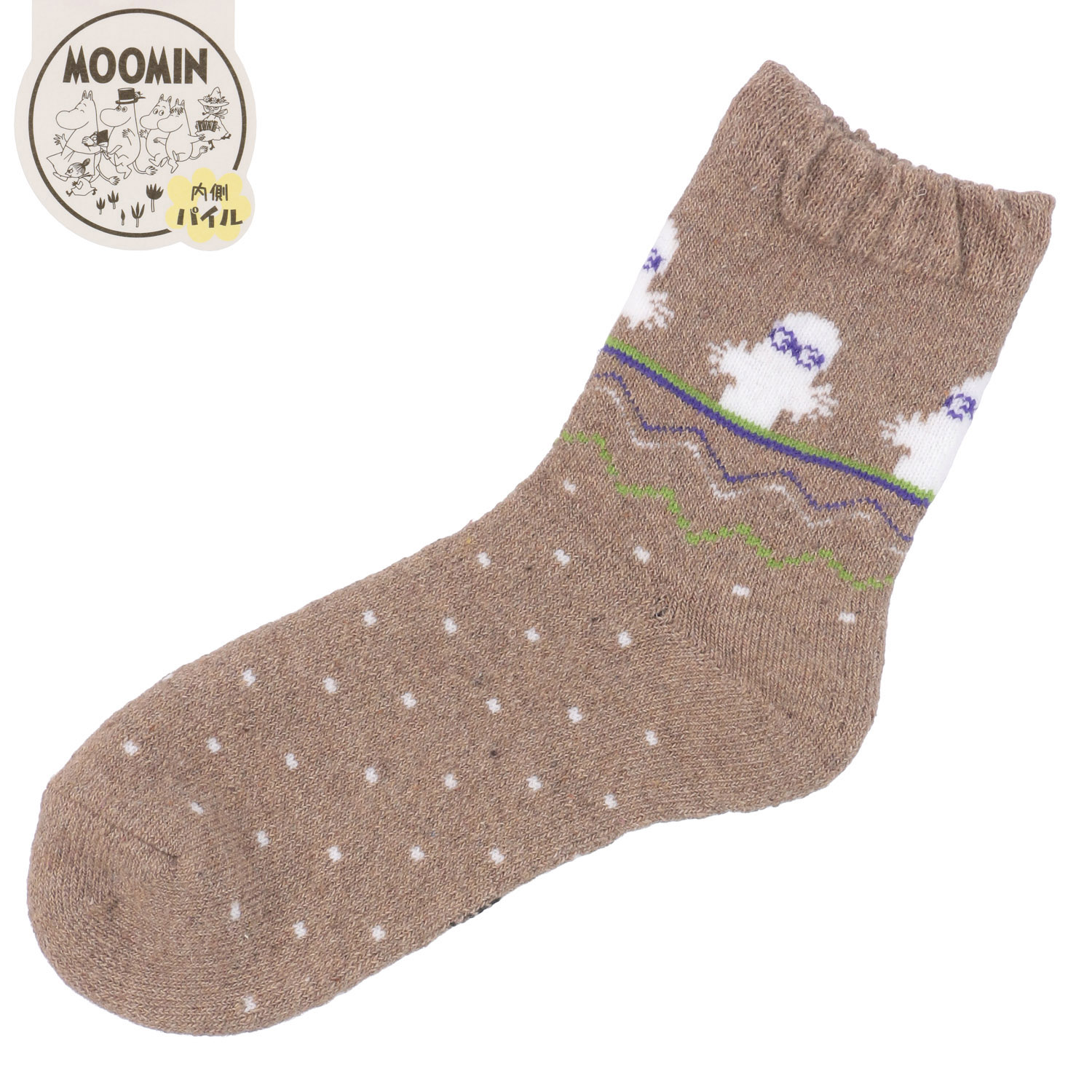 MOOMIN ロークルーソックス 内パイル ニョロニョロノルディック【在庫限り】