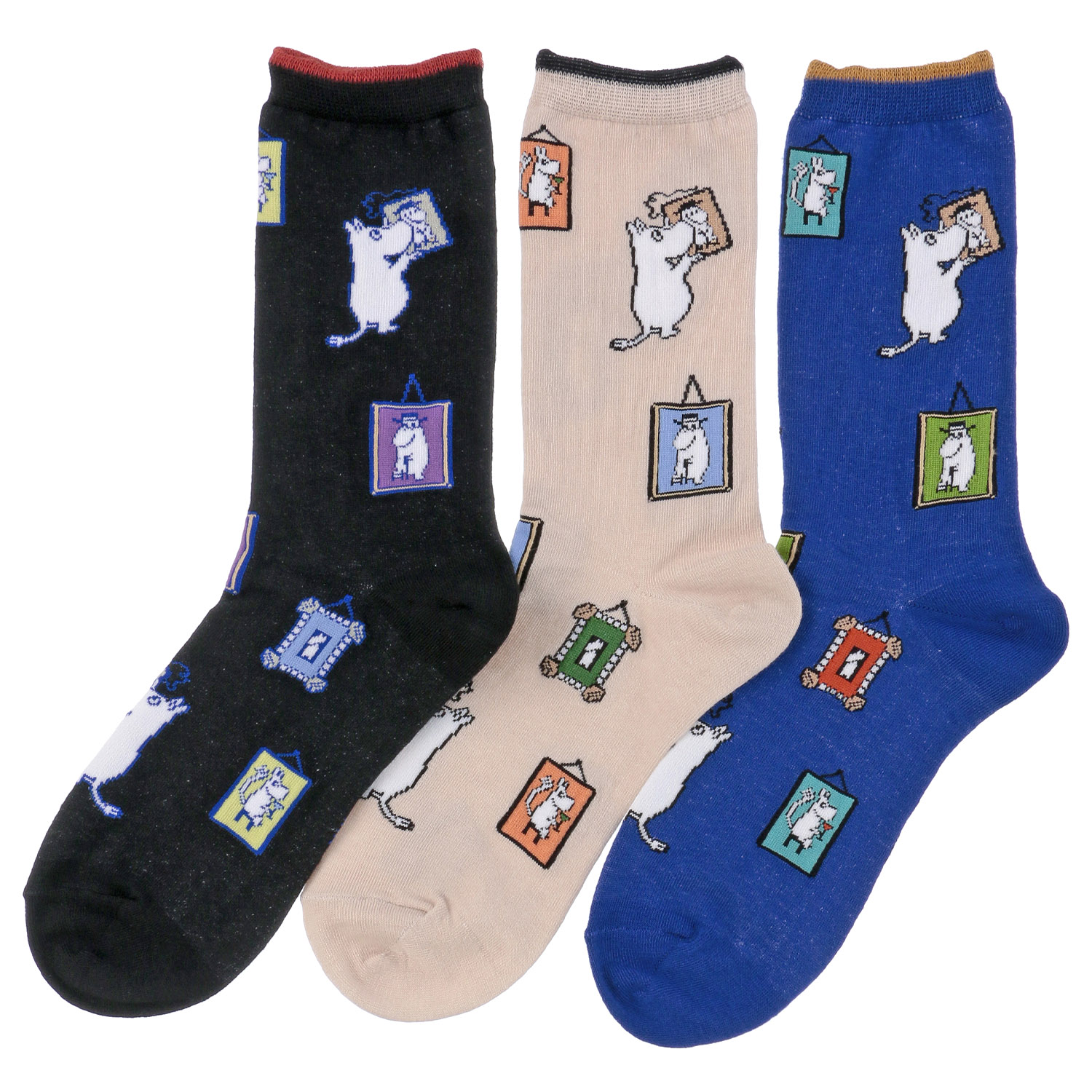 MOOMIN クルーソックス ムーミンと絵画【在庫限り】 - 画像1