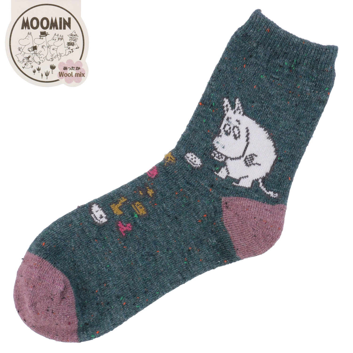 MOOMIN ロークルーソックス ネップ ボタン拾いムーミン【在庫限り】 - 画像4