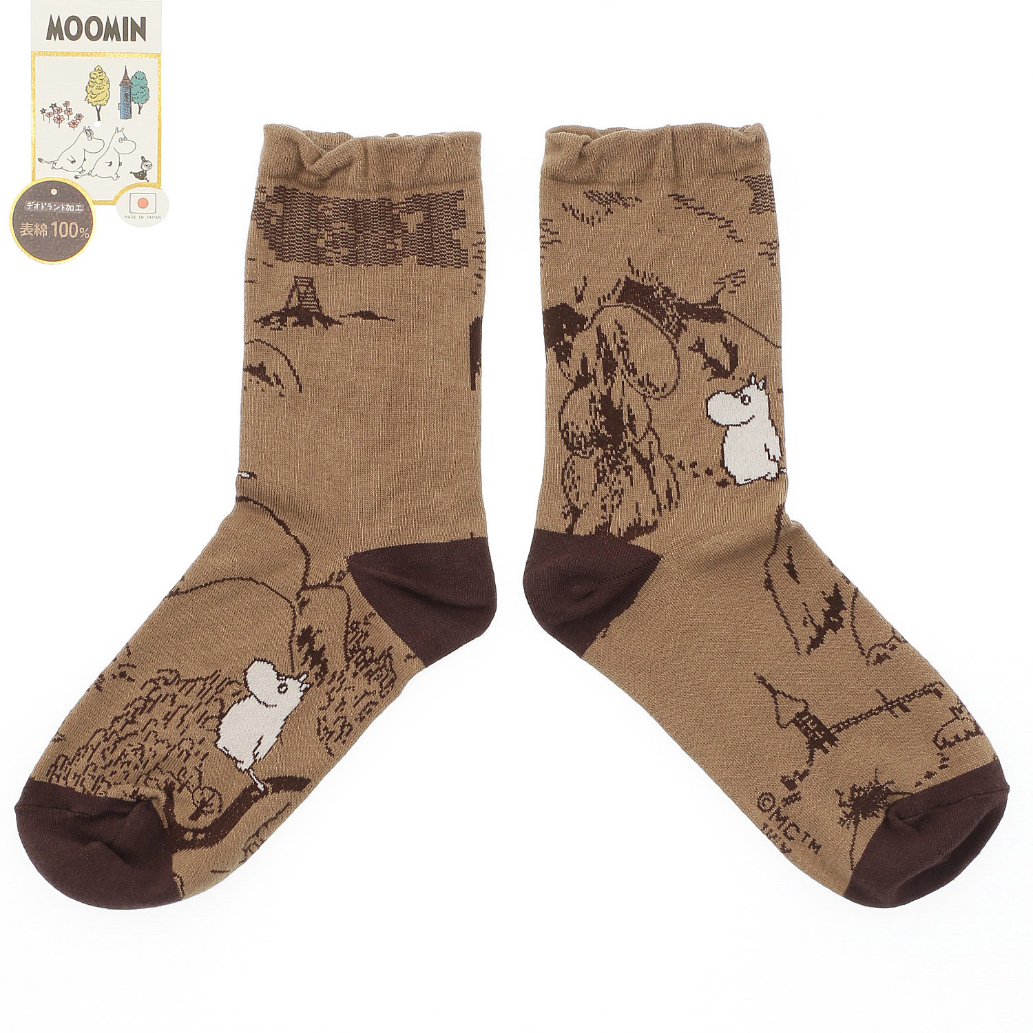 日本製 MOOMINクルーソックス ムーミン森柄【在庫限り】
