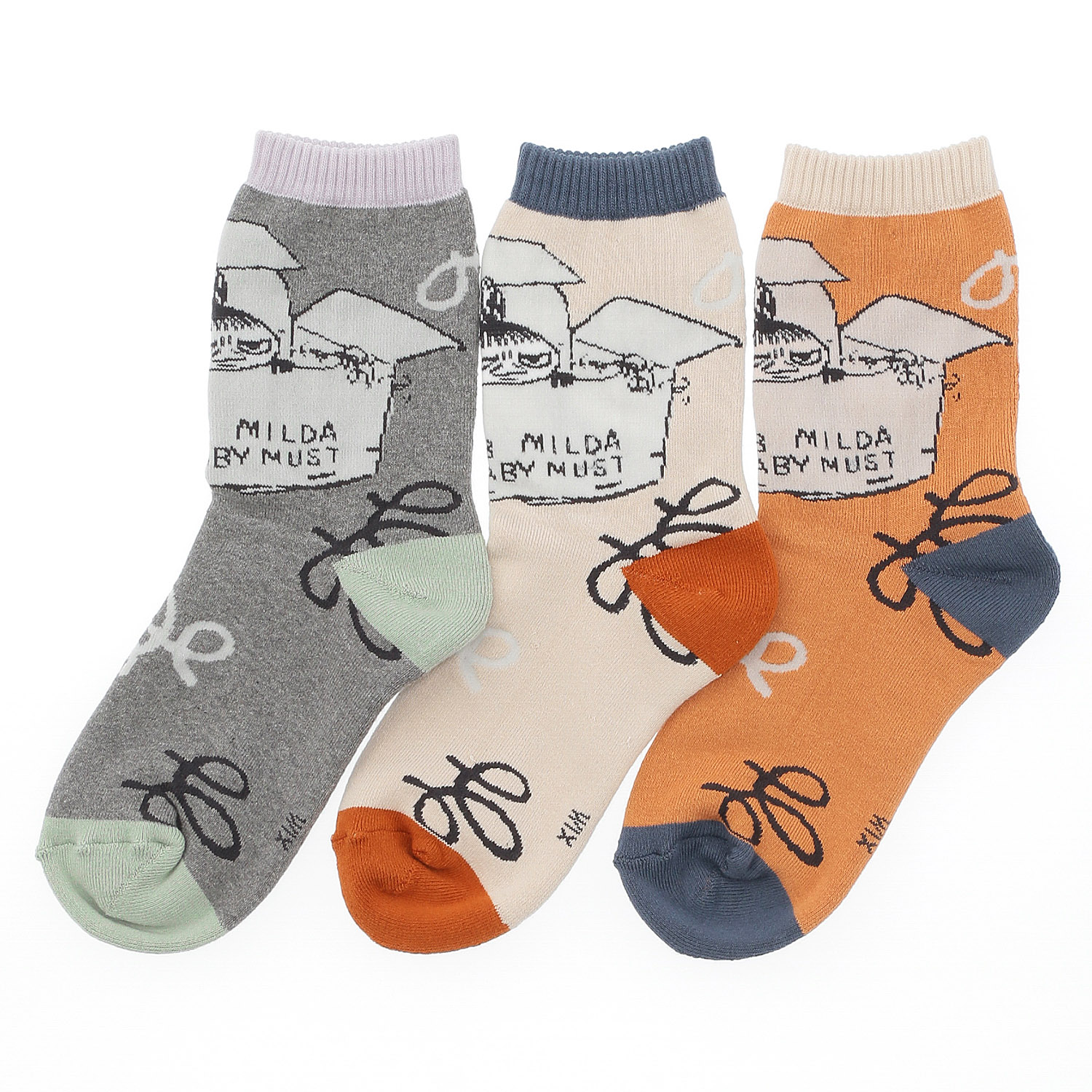 日本製 MOOMINクルーソックス 総パイル ミイ箱【在庫限り】