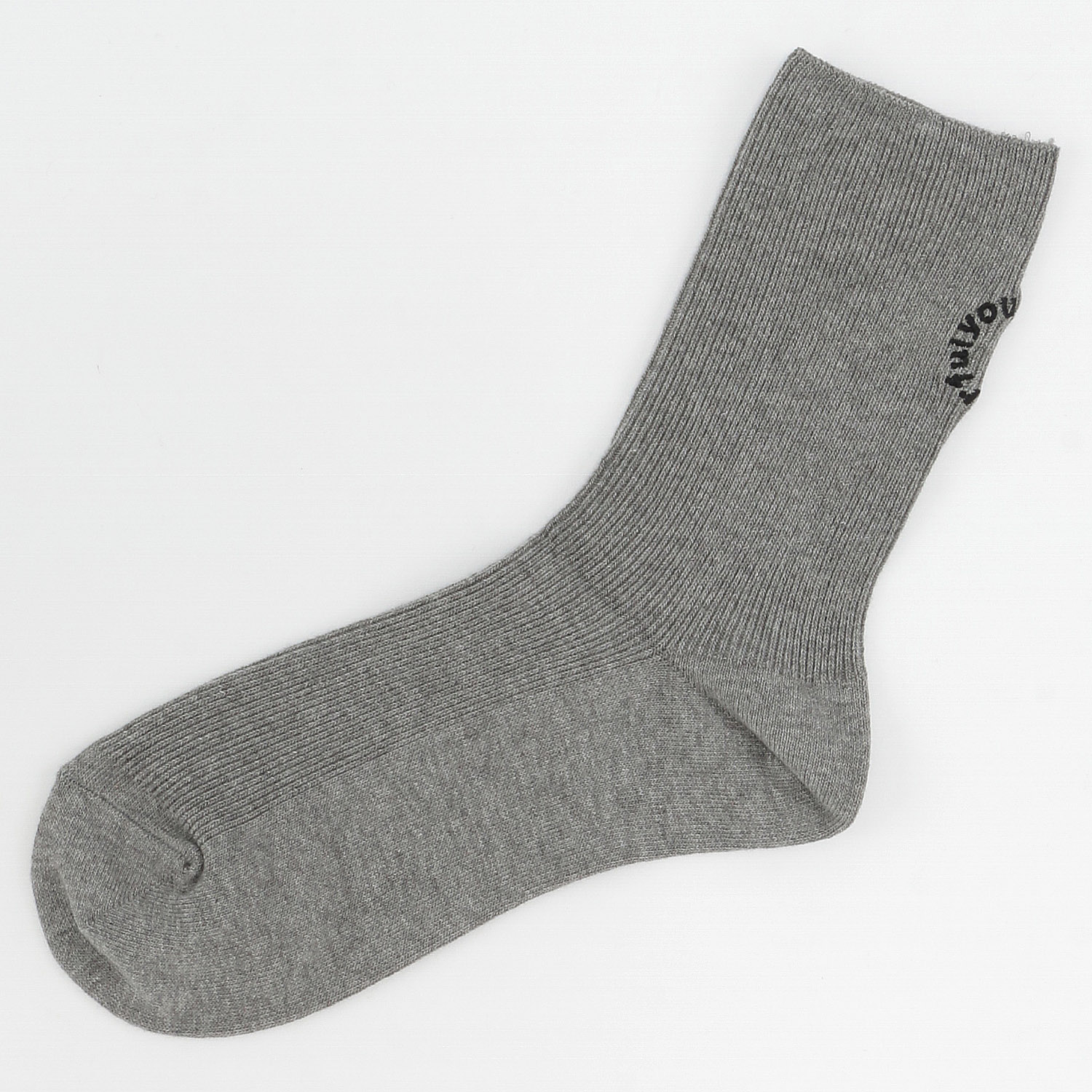 日本製  リブ バック刺しゅう ハイクルー丈 靴下 - 画像2
