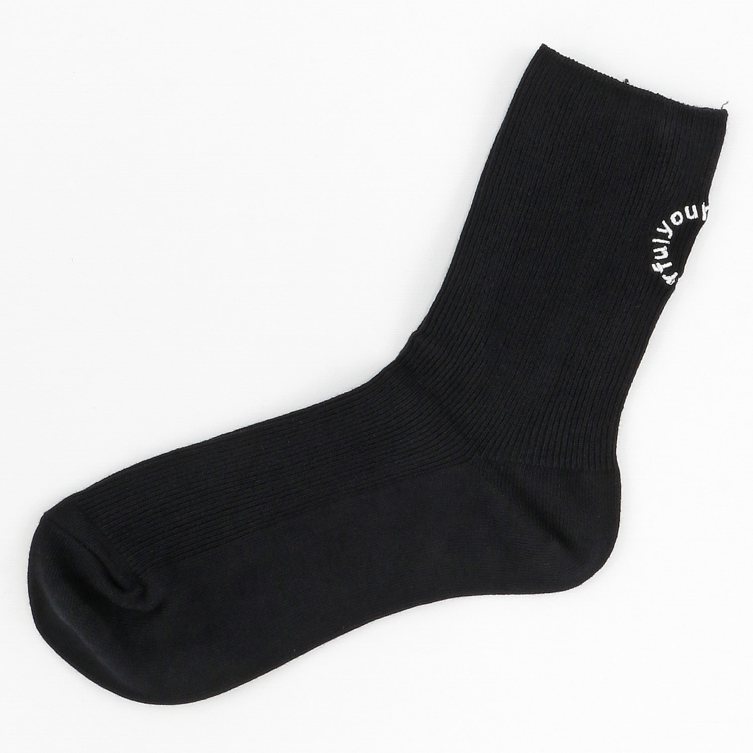 日本製  リブ バック刺しゅう ハイクルー丈 靴下 - 画像3