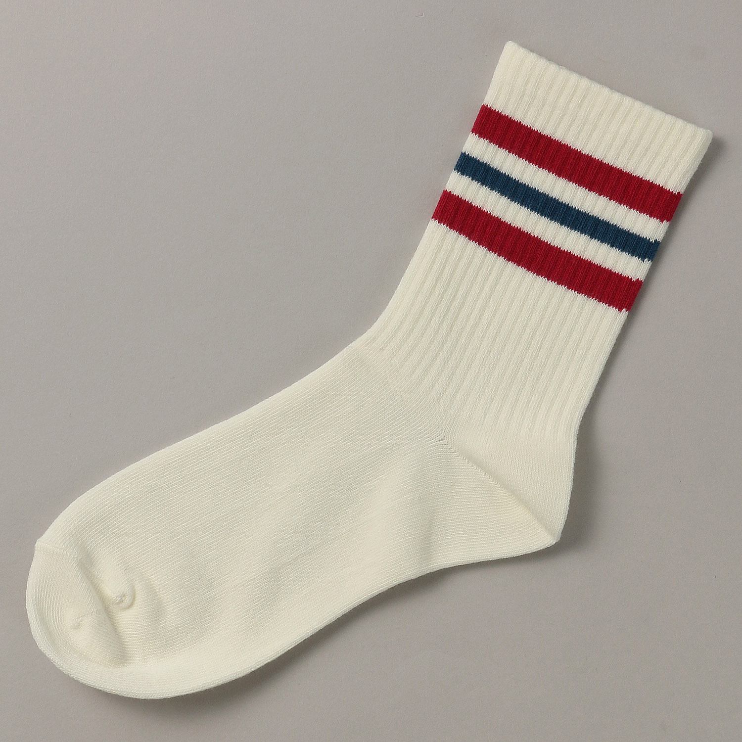 日本製 トップ2色ライン クルー丈 靴下 - 画像3