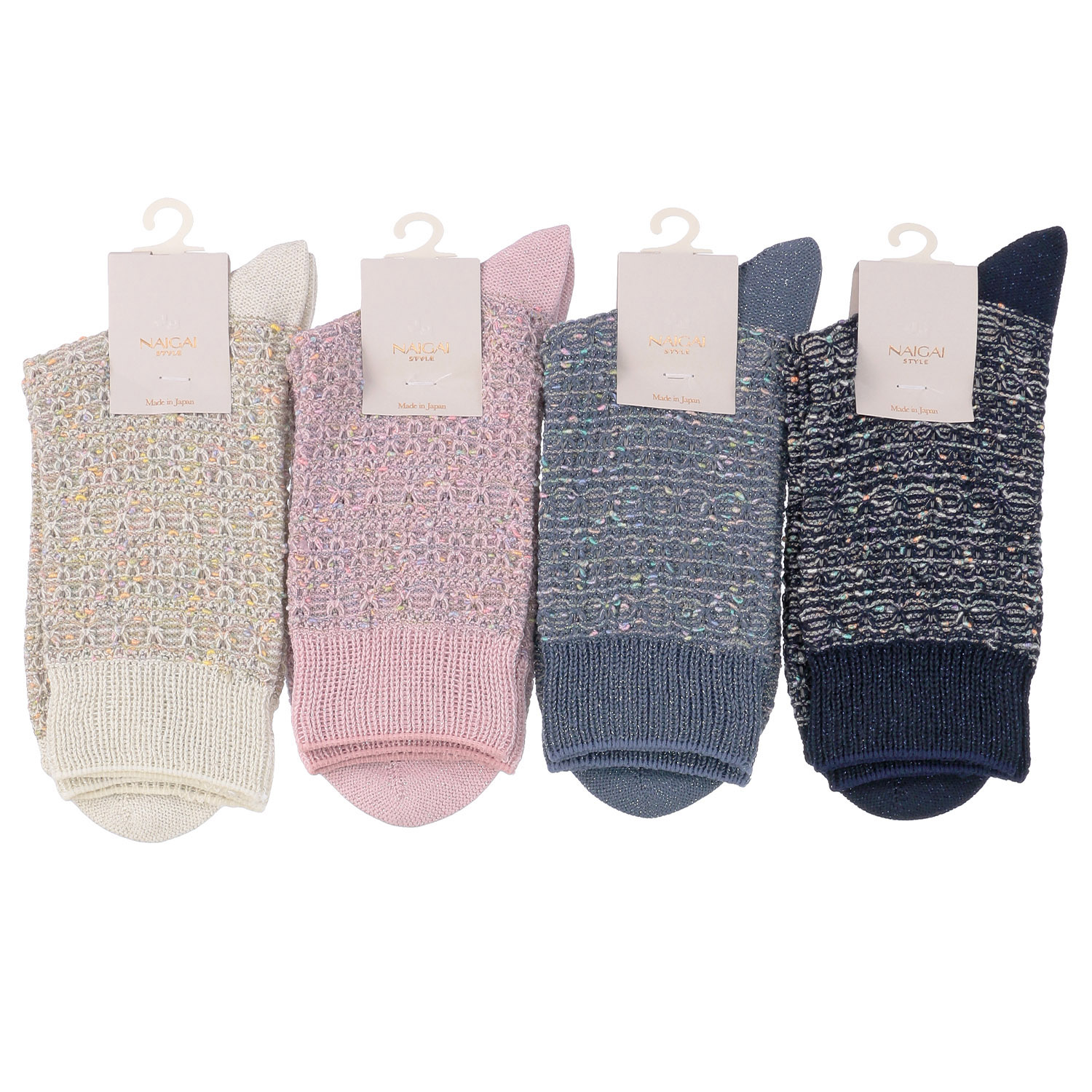 NAIGAI STYLE ラメノット クルー丈ソックス