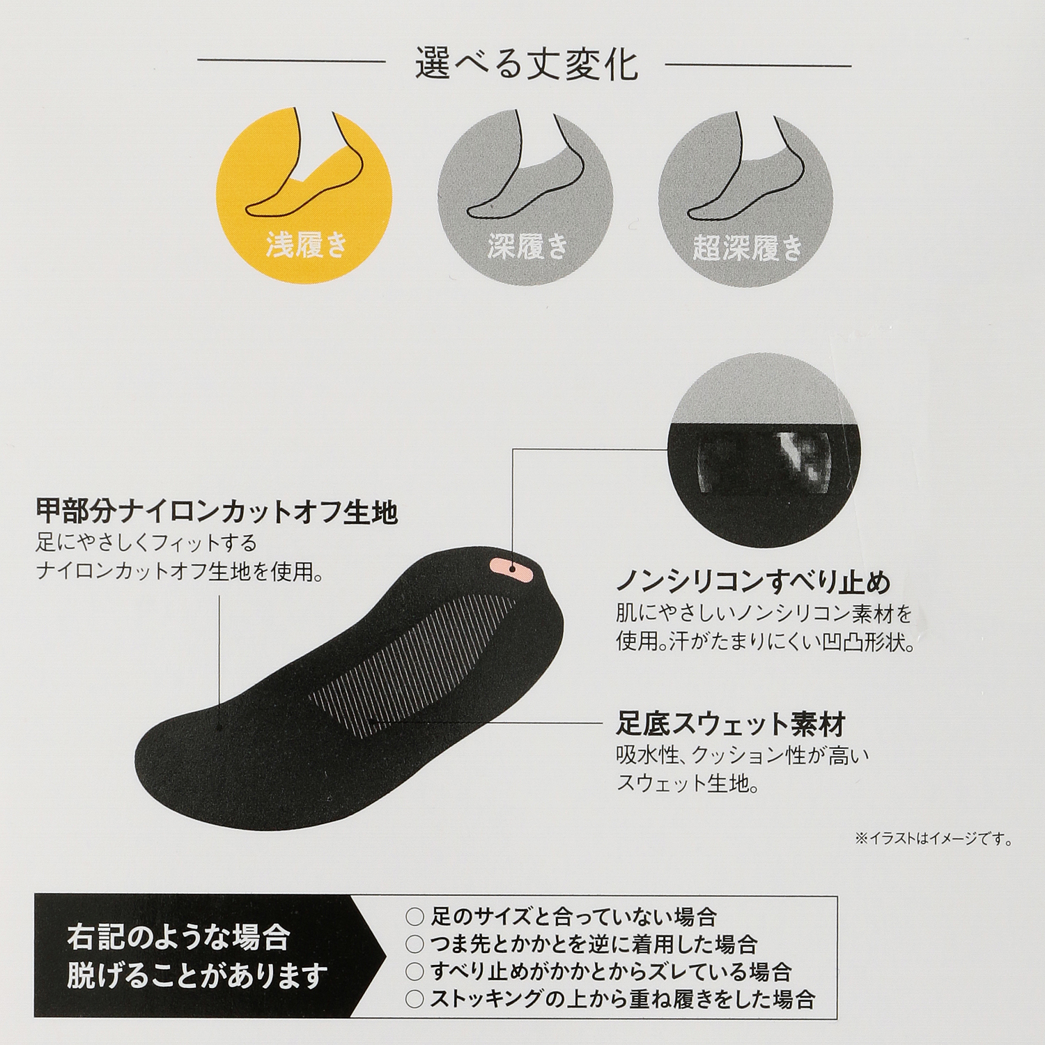 SABRINA ノンシリコン フットカバー 浅履き - 画像5