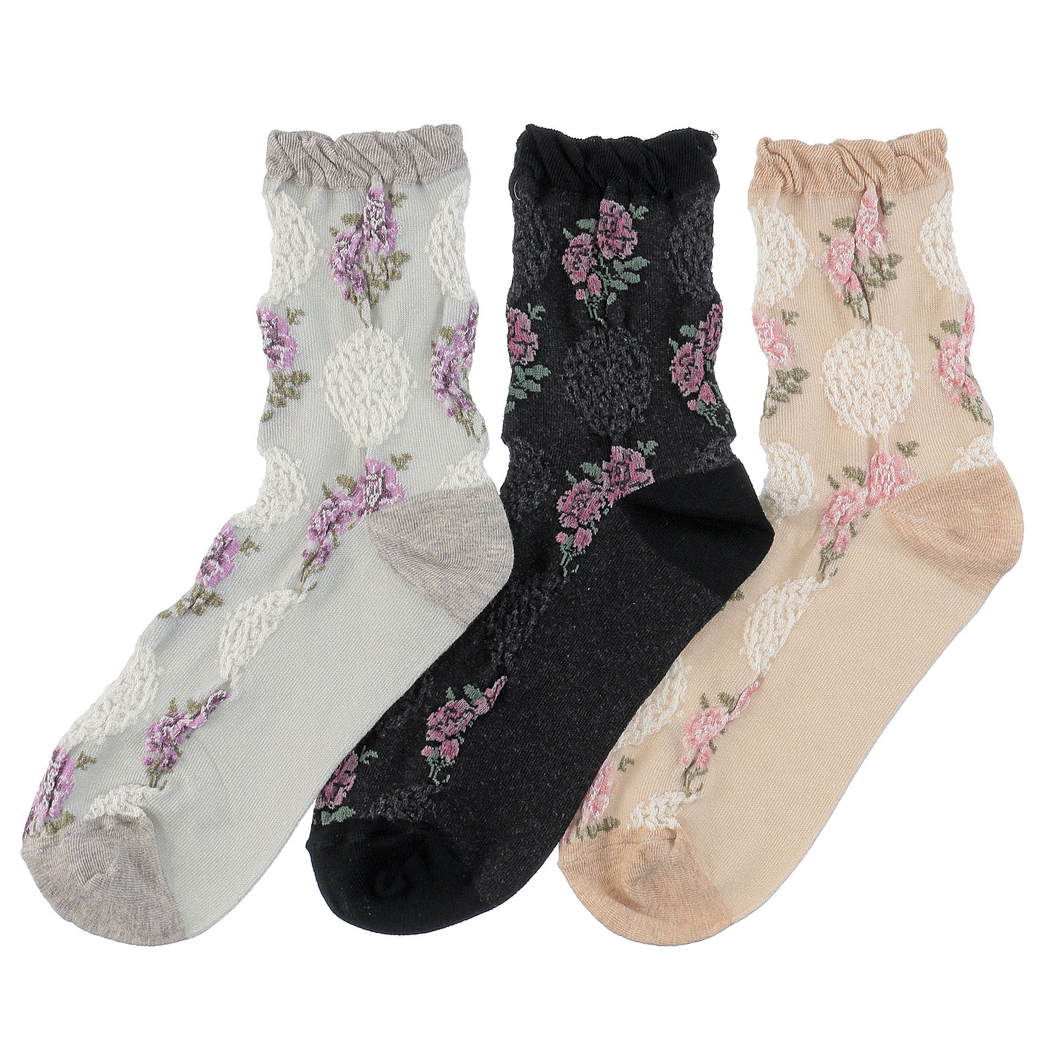 ギュレ フロート大花柄 靴下【在庫限り】 - 画像1