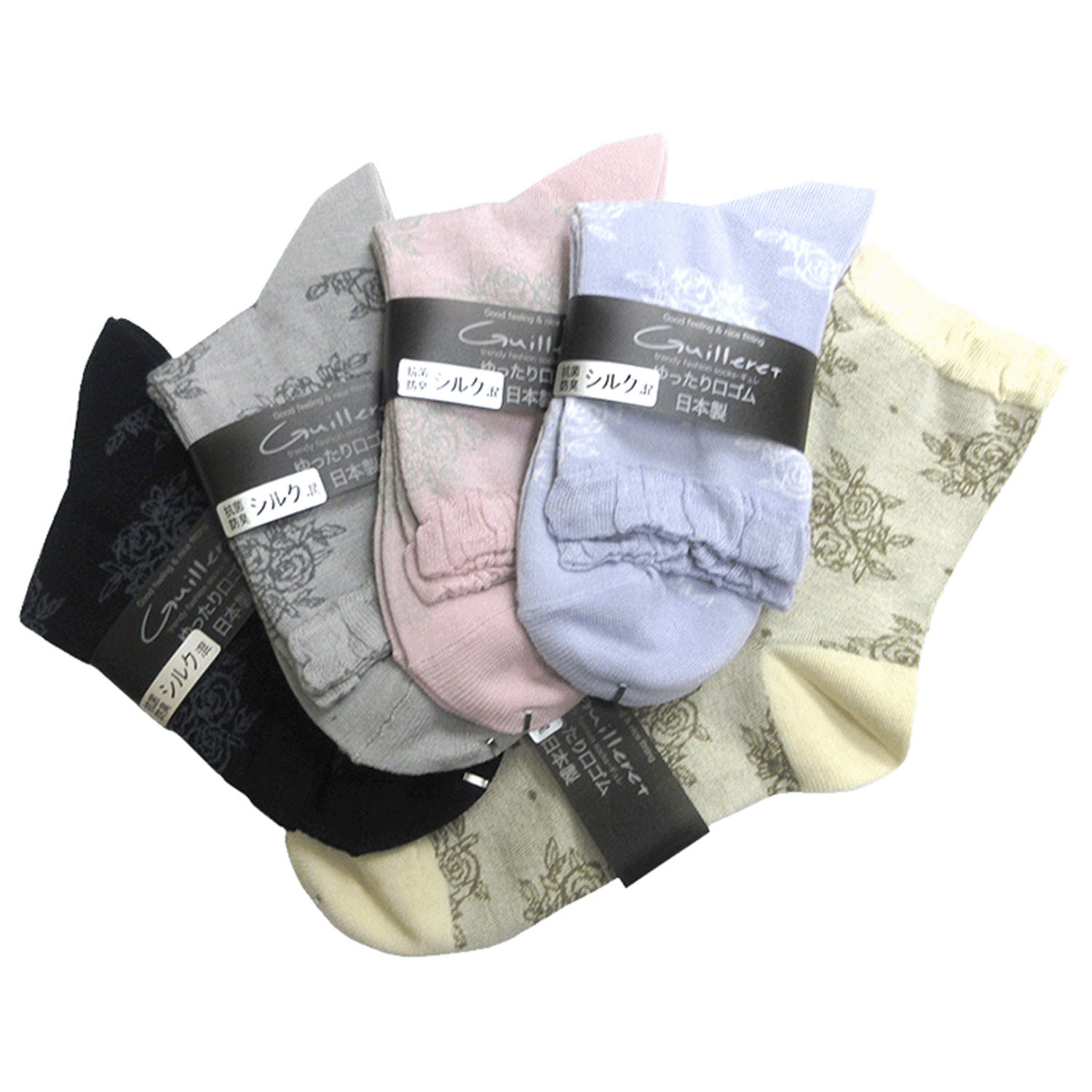 ギュレ シルク混 薔薇柄メッシュ無地 - 画像1