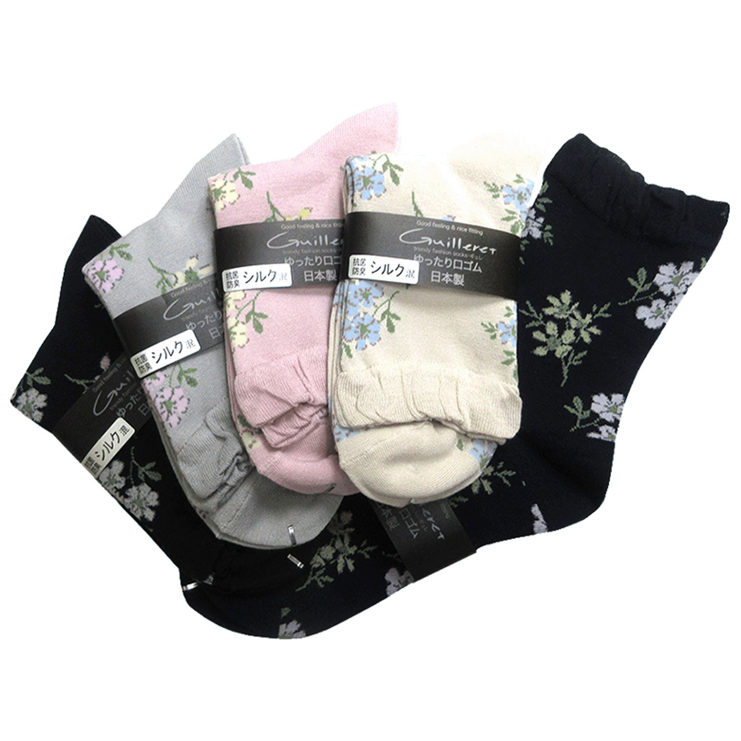 ギュレ シルク混 2色花柄 - 画像1