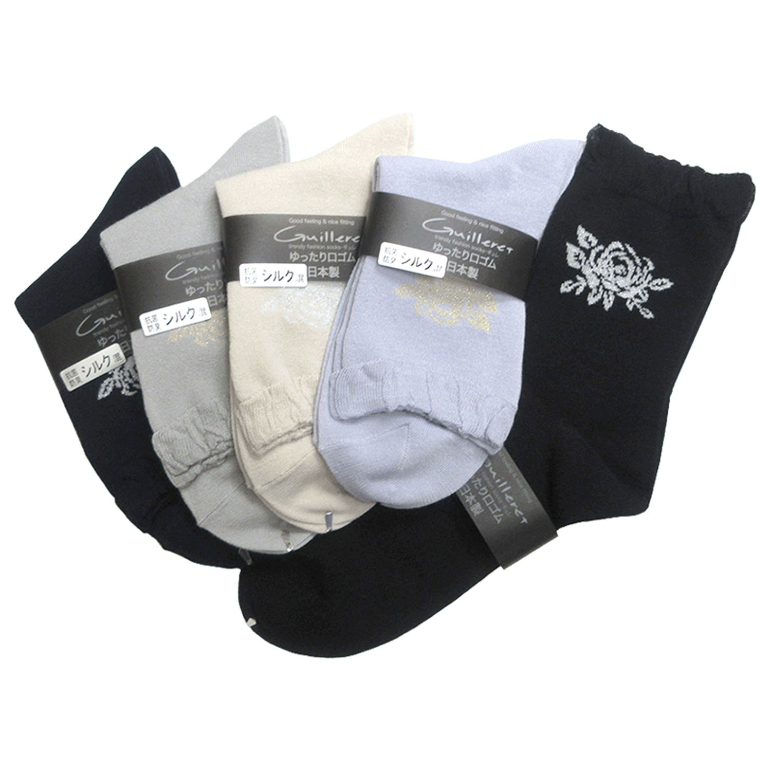 ギュレ シルク混 ラメ薔薇 - 画像1