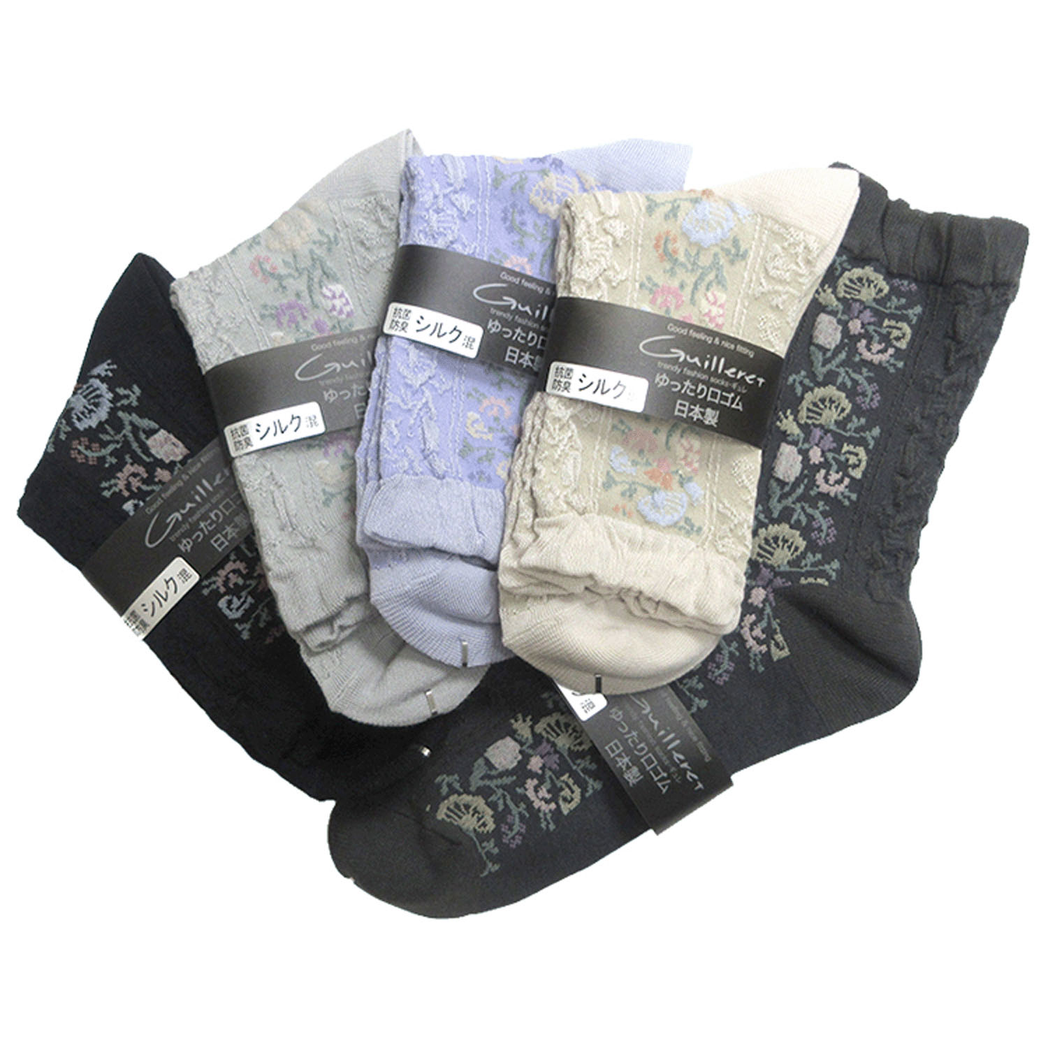 ギュレ シルク混 フロートセンター花柄