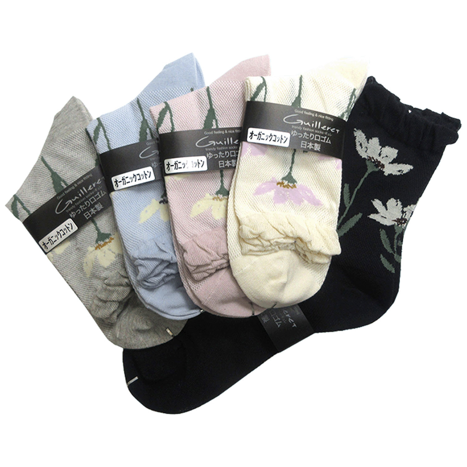 ギュレ 総メッシュ 足首花柄