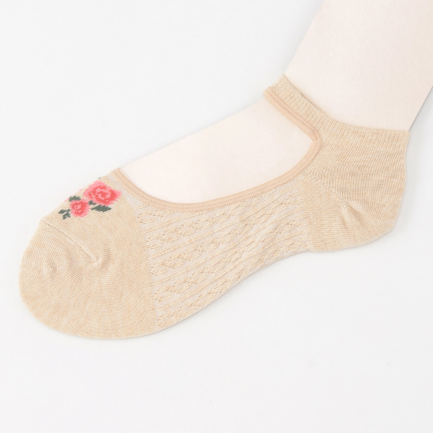 エトワールオリジナル  甲くりぬき つま先薔薇柄 靴下【在庫限り】 - 画像5