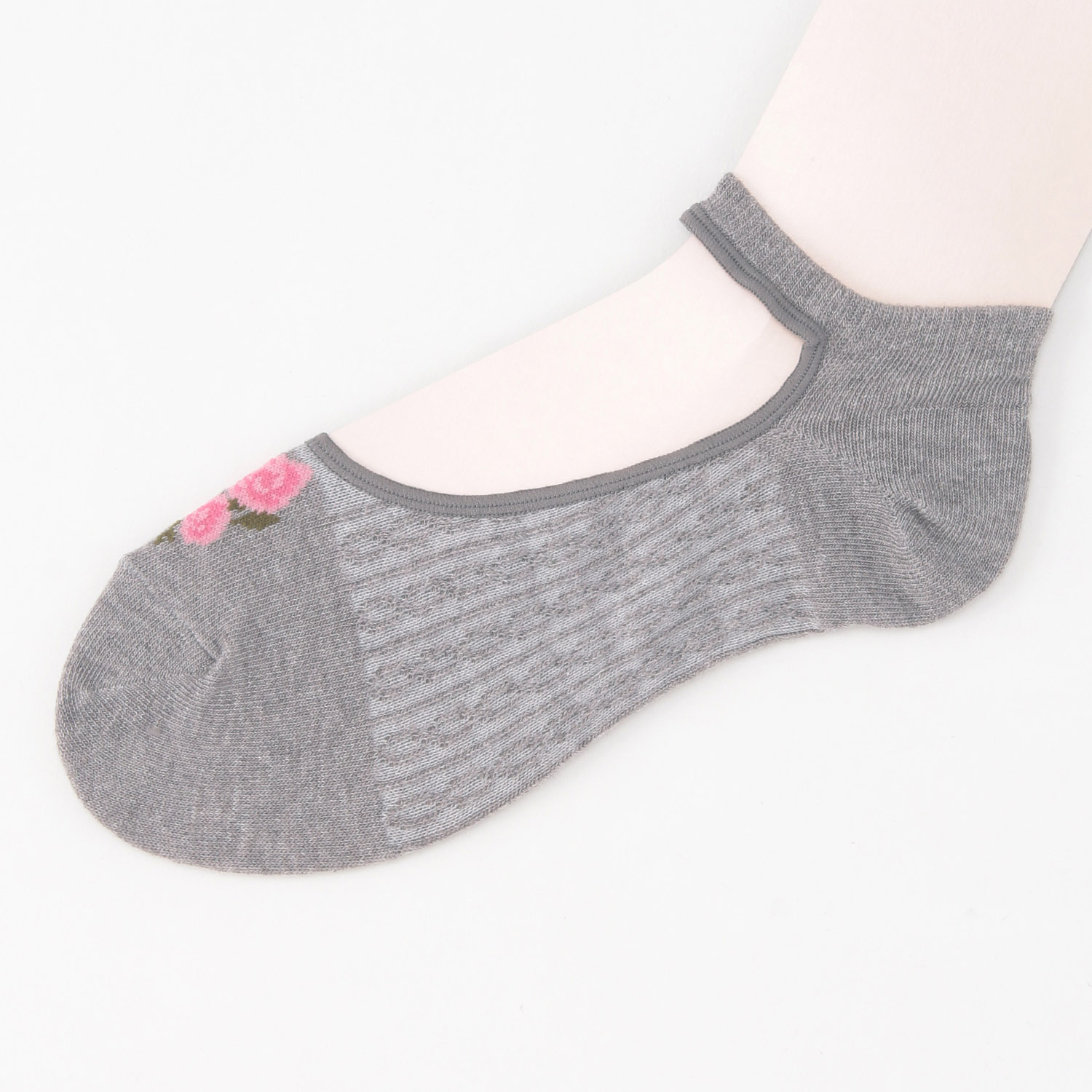 エトワールオリジナル  甲くりぬき つま先薔薇柄 靴下【在庫限り】