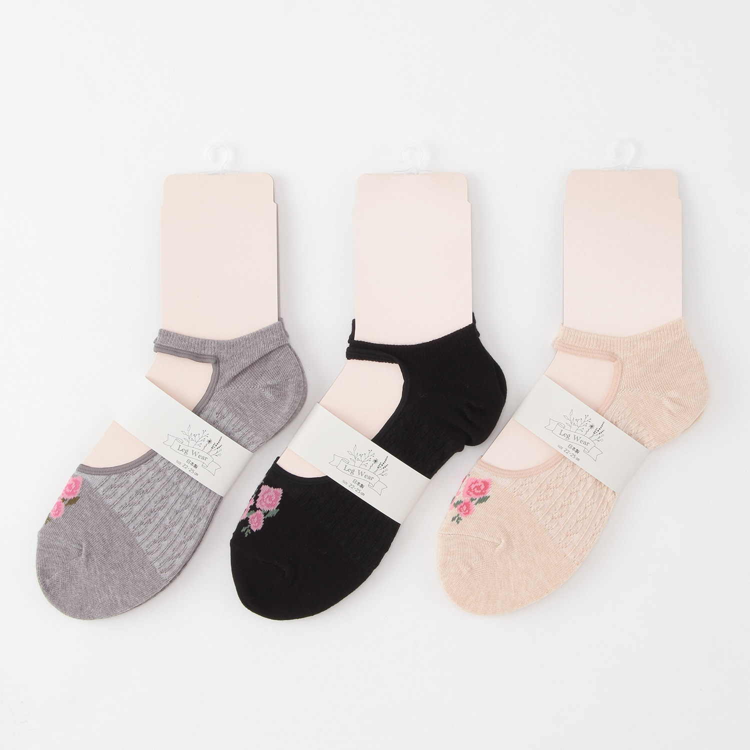 エトワールオリジナル  甲くりぬき つま先薔薇柄 靴下【在庫限り】 - 画像1