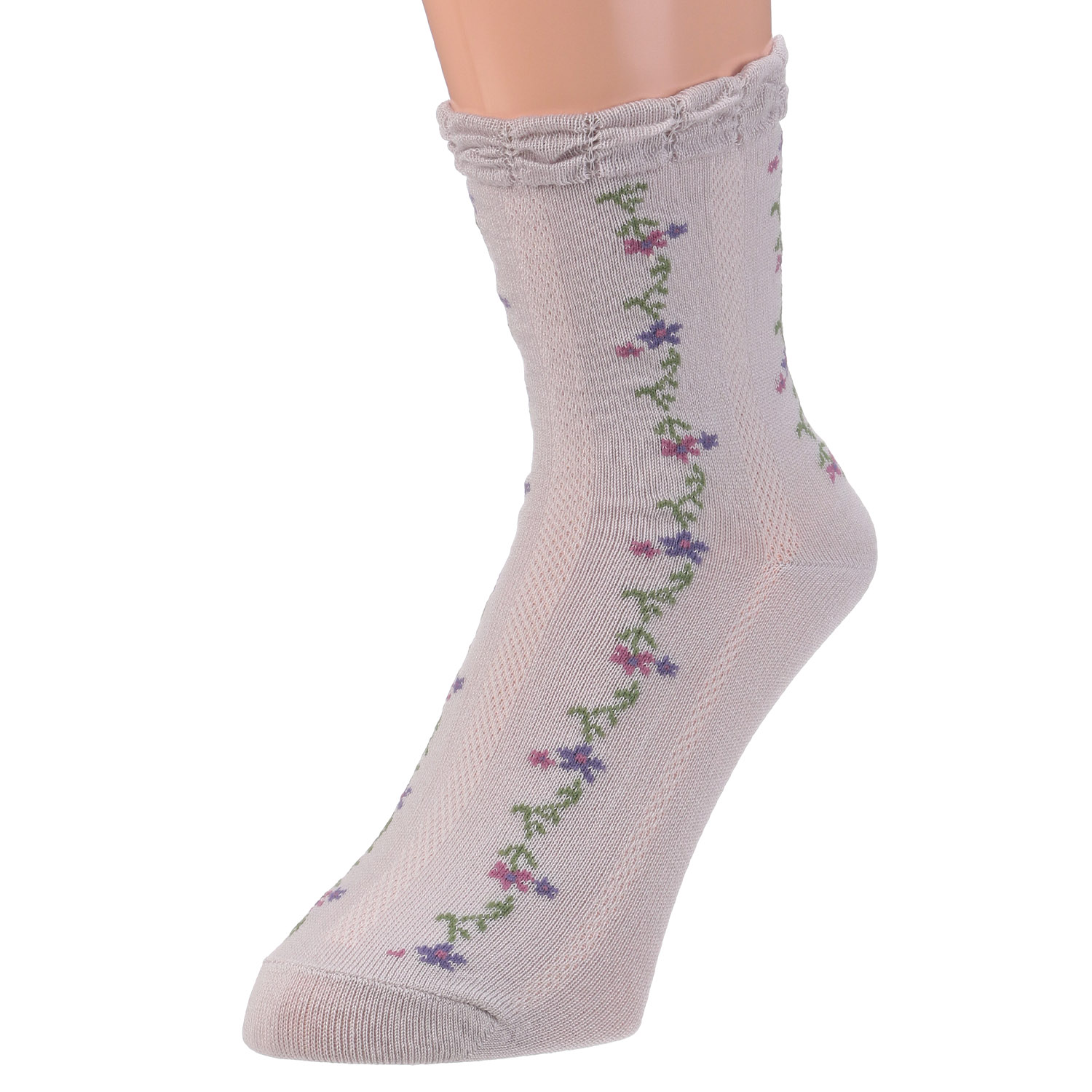 小さな親切 クルー丈 花柄 靴下 - 画像2