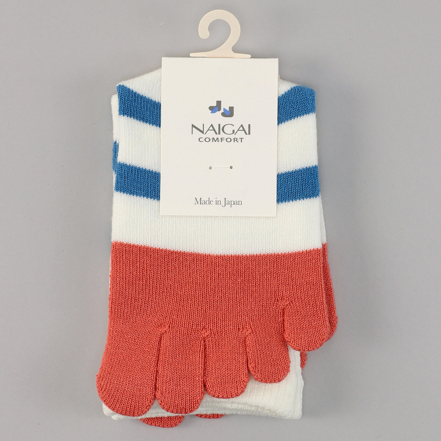 NAIGAI COMFORT 5本指ソックス ゴムなし ボーダー柄 - 画像2