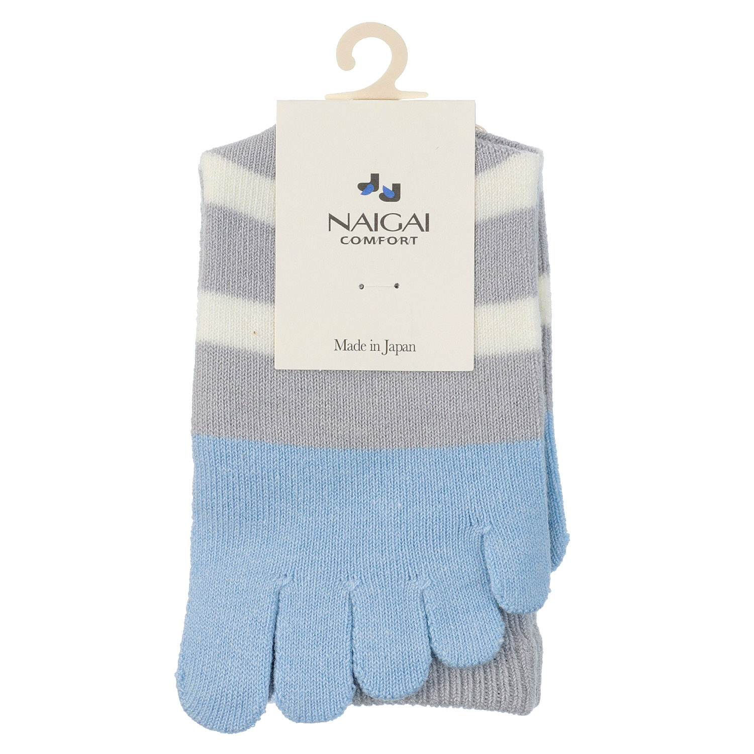 NAIGAI COMFORT 5本指ソックス ゴムなし ボーダー柄 - 画像3