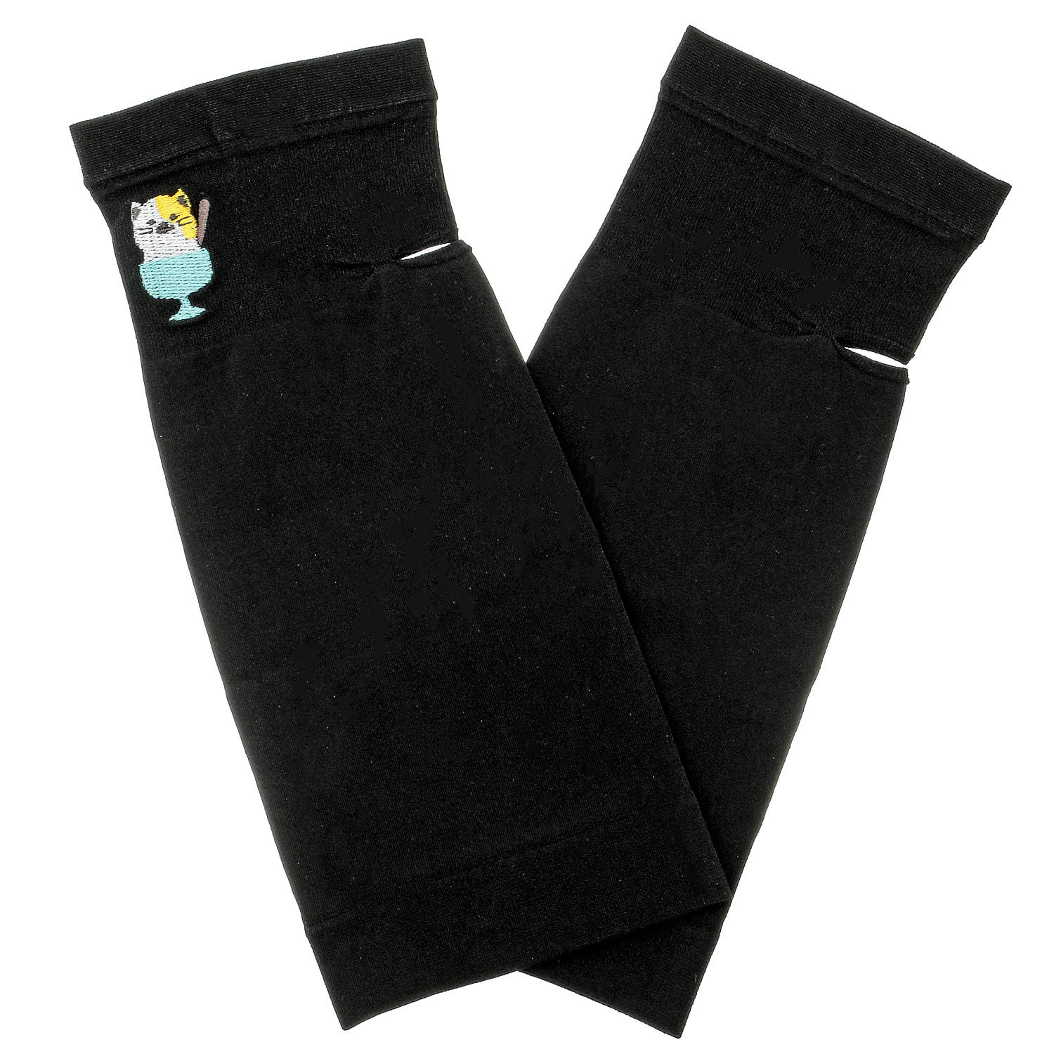 にゃんこ堂 ショート丈（23cm丈） 接触冷感 猫かき氷刺繍 アームカバー - 画像4