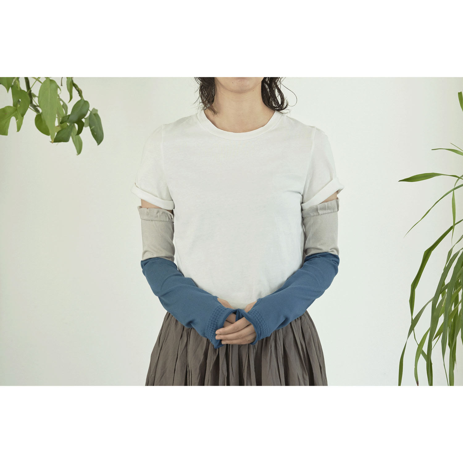 TWO TONE ARM COVERレーヨンシルクUVアームカバー - 画像6