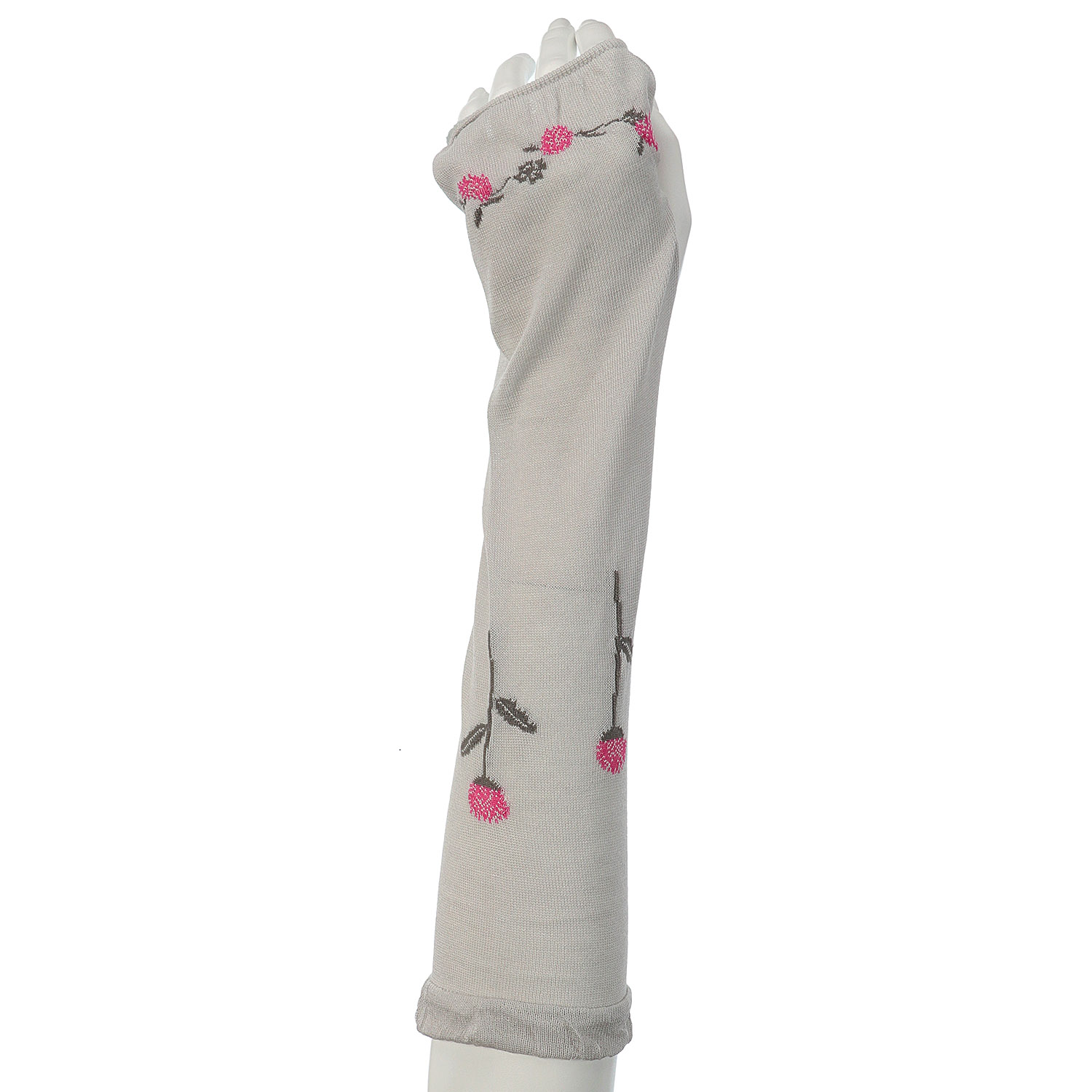 日本製 アームカバー シルク混  35センチ丈 野草柄 - 画像3