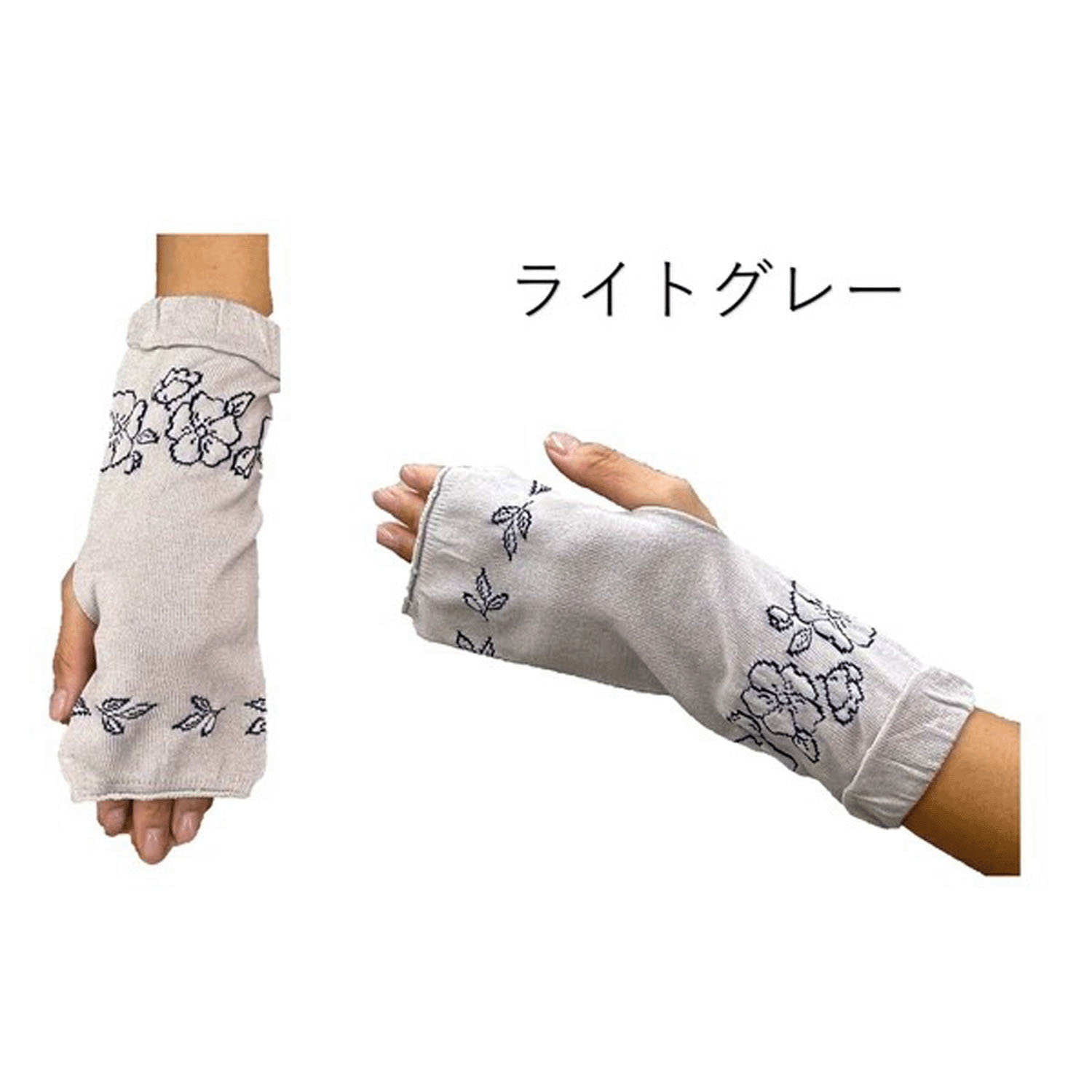 日本製 アームカバー シルク混  25センチ丈 透け花 - 画像5