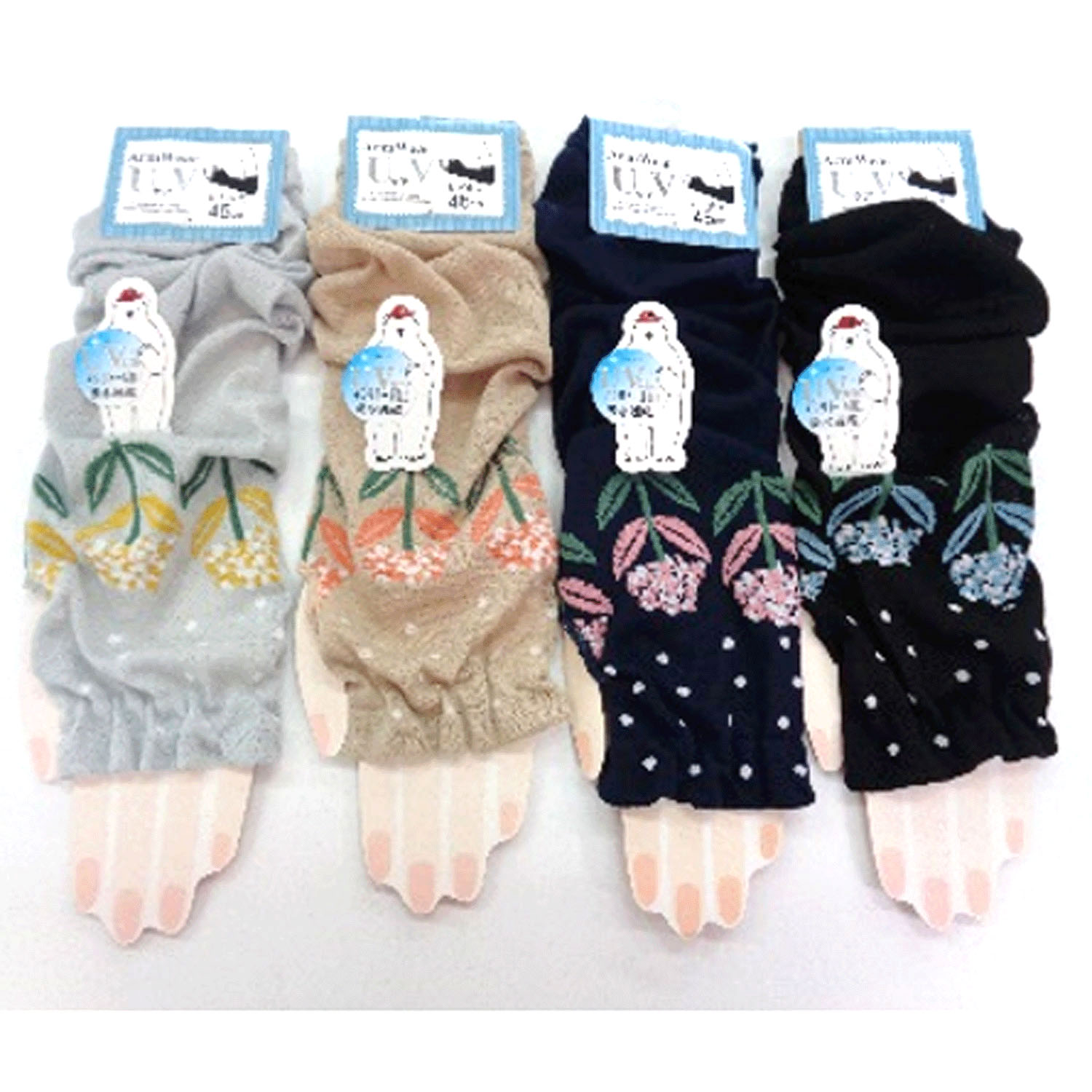 アームカバー  指先花柄  （45cm丈）【在庫限り】