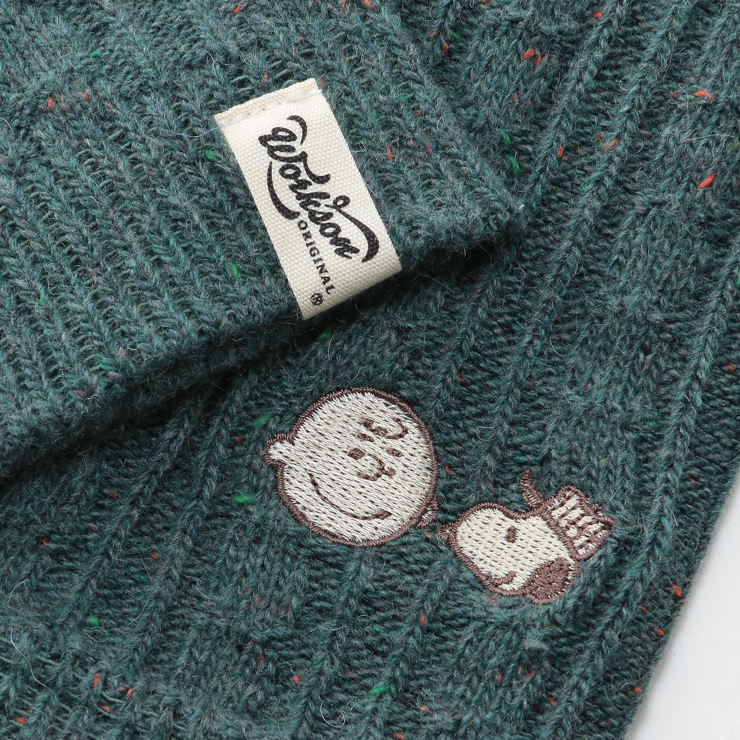 スヌーピー アームウォーマー ツィードケーブルワークソンスヌーピ－刺繍【在庫限り】 - 画像3