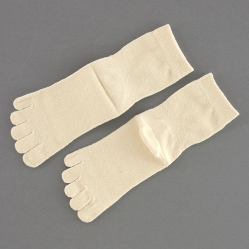 人にやさしい靴下 5本指 絹クルーソックス - 画像2