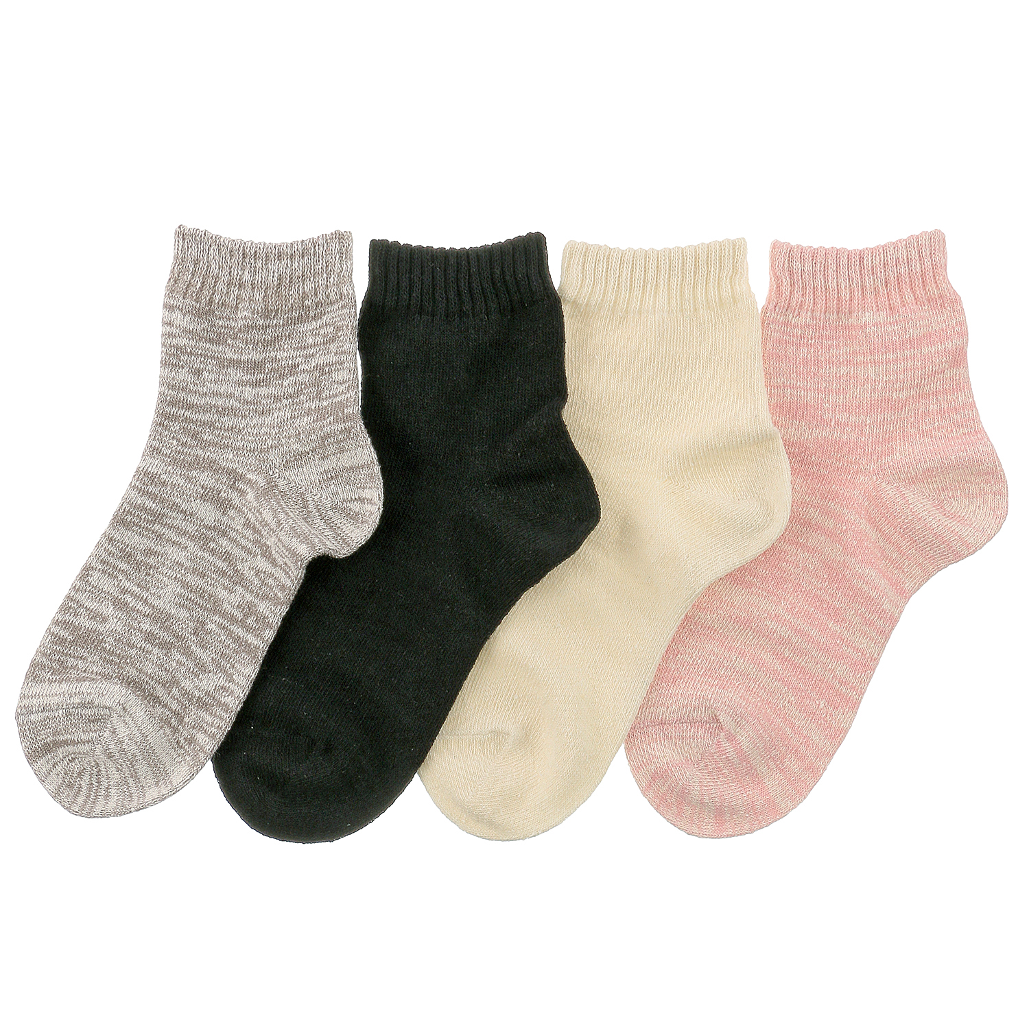 絹・綿引き揃えクルー丈靴下 - 画像1