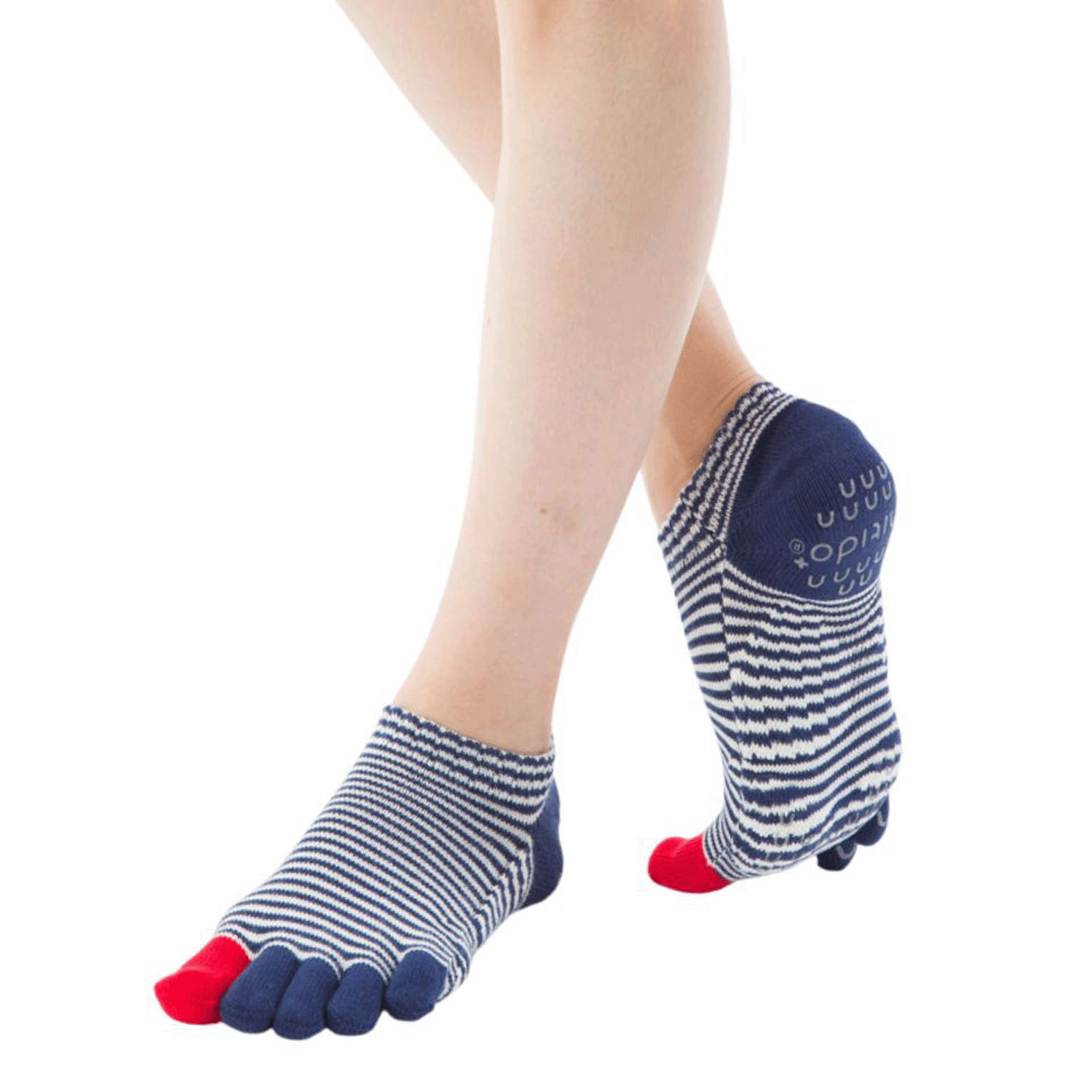 knitido ベーシック・エアークッション ピンボーダー アンクル5本指ソックス