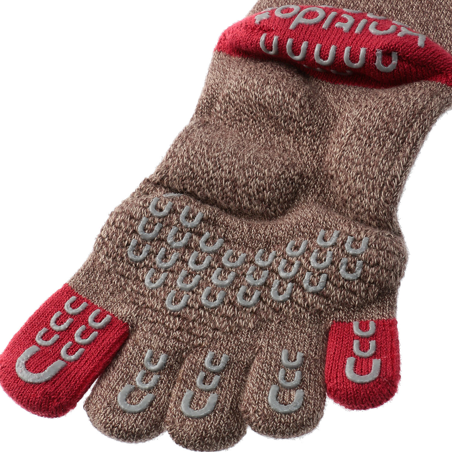 knitido ベーシック・エアークッション 撚杢バイカラーハイクルー5本指ソックス - 画像2