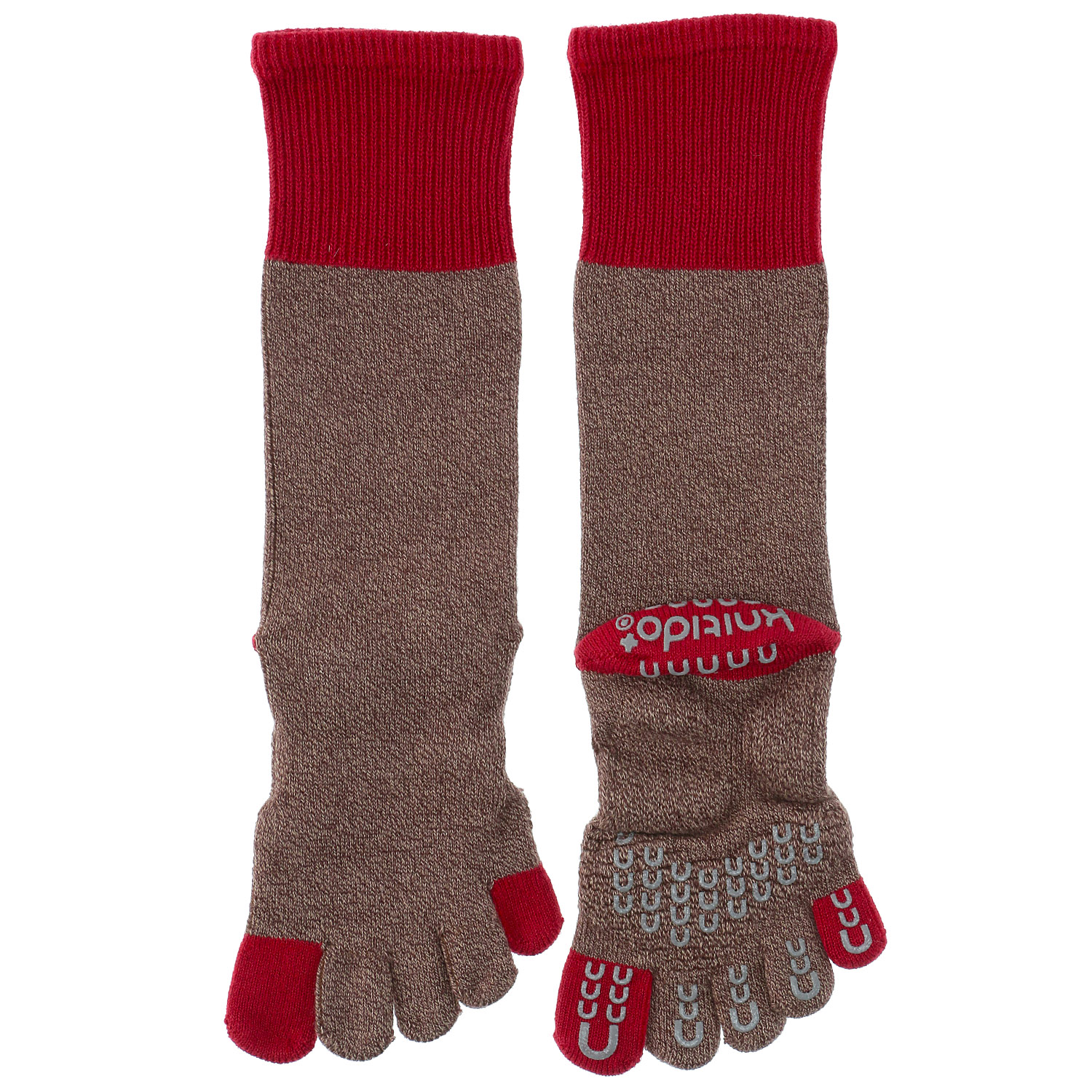 knitido ベーシック・エアークッション 撚杢バイカラーハイクルー5本指ソックス